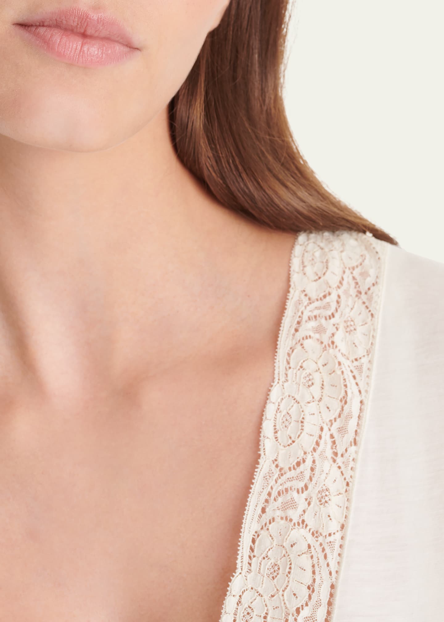 Eres Cristal Lace-Trim Cotton Nightgown Image 4 of 4