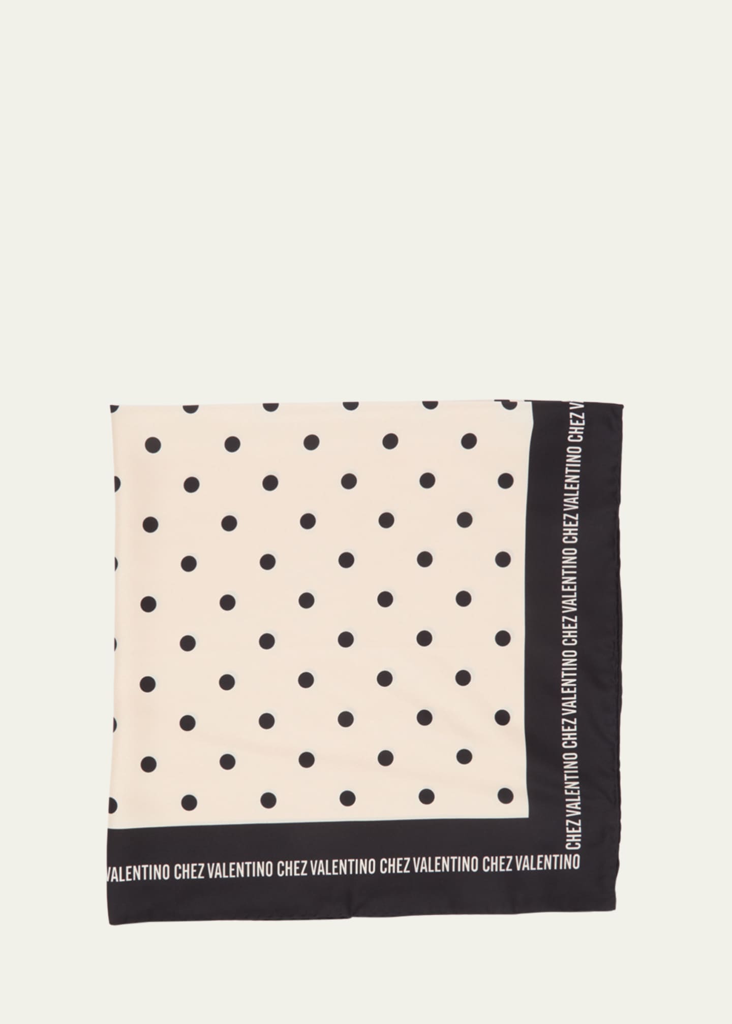 Valentino Garavani Polka Dot Logo-Print Silk Scarf