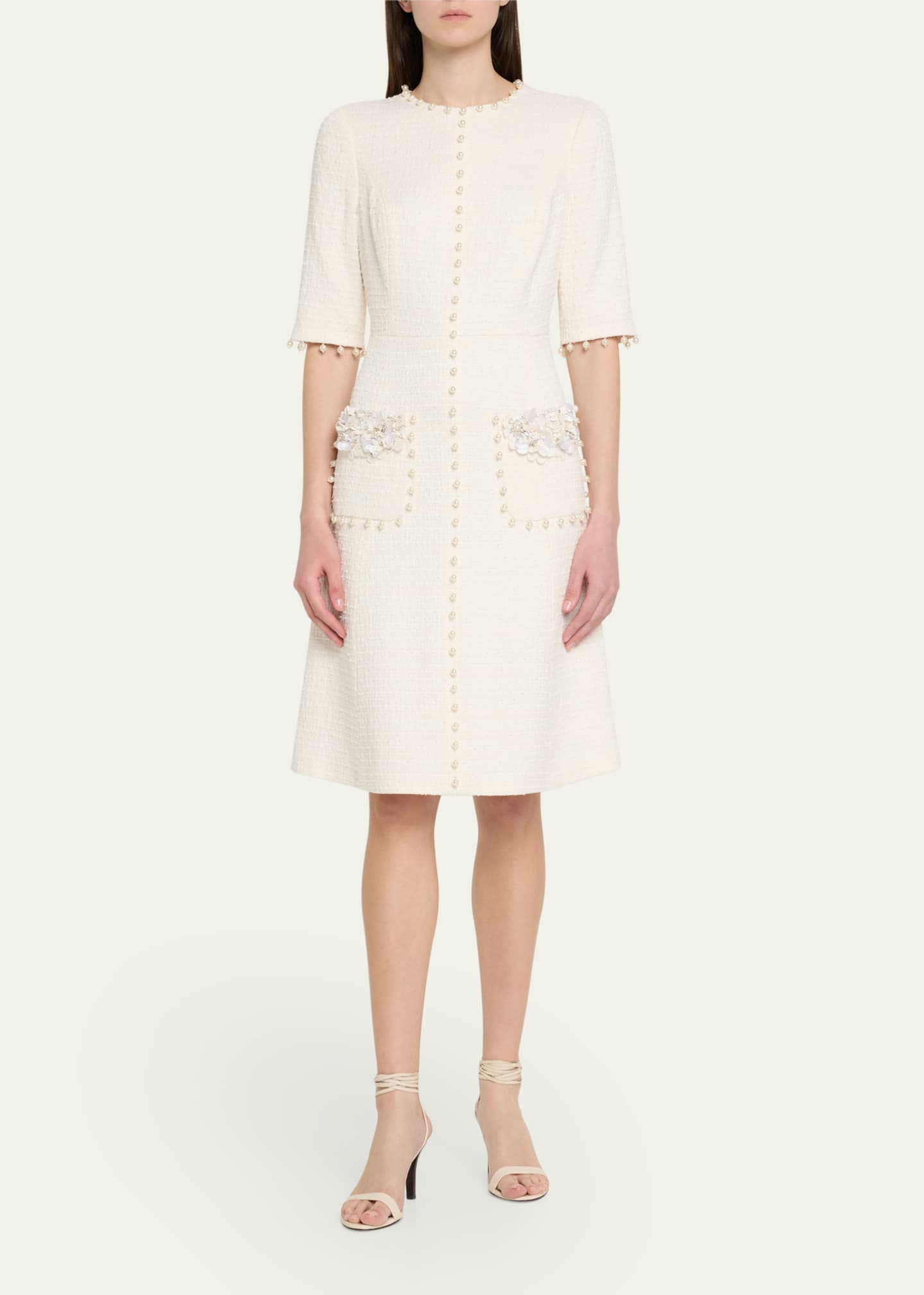 Rickie Freeman for Teri Jon Bead-Embellished Boucle Dress Image 2 of 5