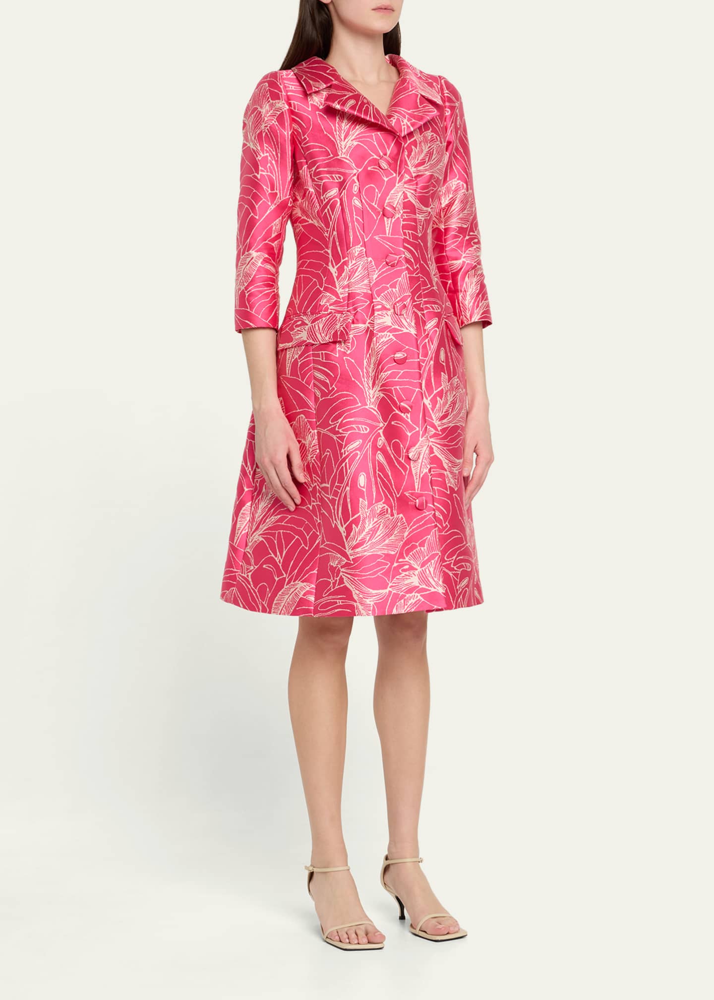 Rickie Freeman for Teri Jon Botanical Jacquard Coat Dress Image 4 of 5