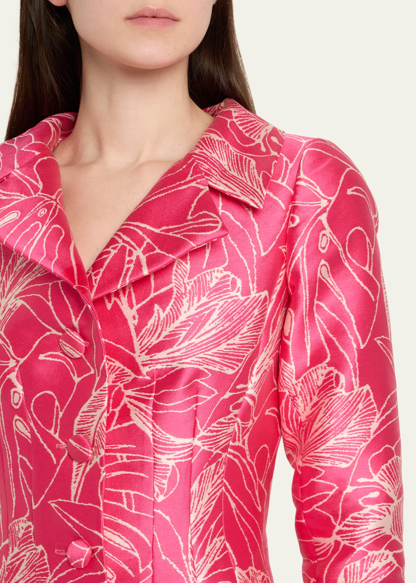 Rickie Freeman for Teri Jon Botanical Jacquard Coat Dress Image 5 of 5