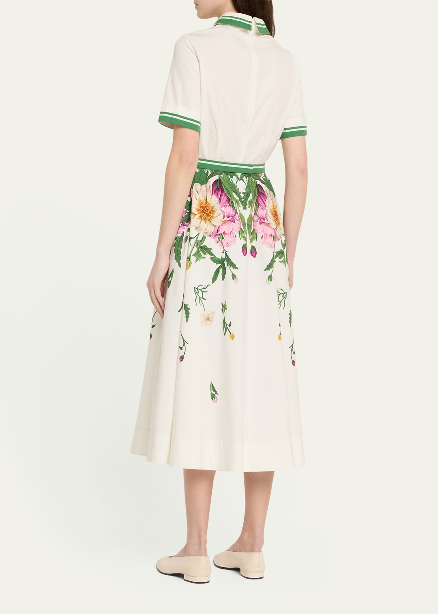 Rickie Freeman for Teri Jon Belted Floral-Print Cotton Midi Shirtdress Image 3 of 5