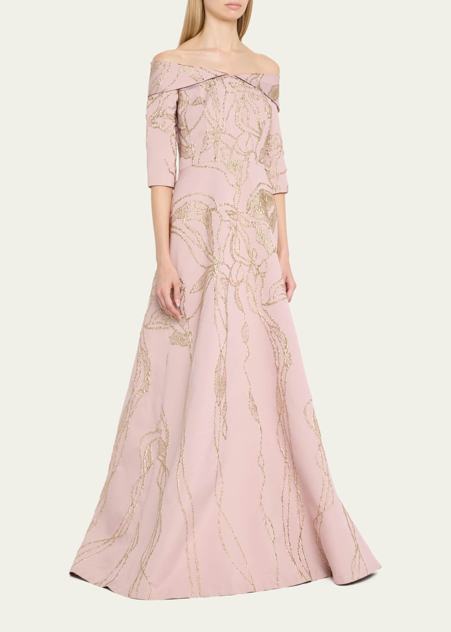 Teri Jon by Rickie Freeman Metallic Jacquard One Shoulder Gown main image 1