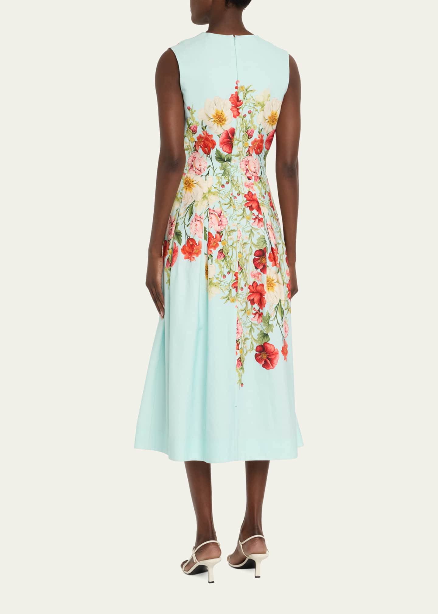 Rickie Freeman for Teri Jon Pleated Floral-Print Midi Dress Image 3 of 5
