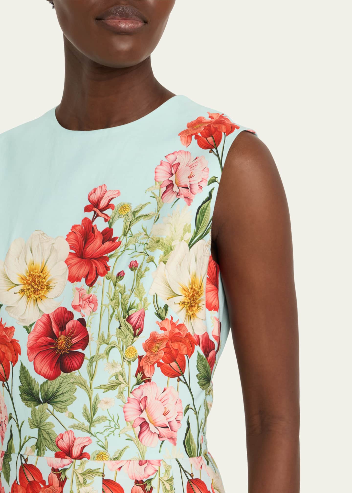 Rickie Freeman for Teri Jon Pleated Floral-Print Midi Dress Image 5 of 5