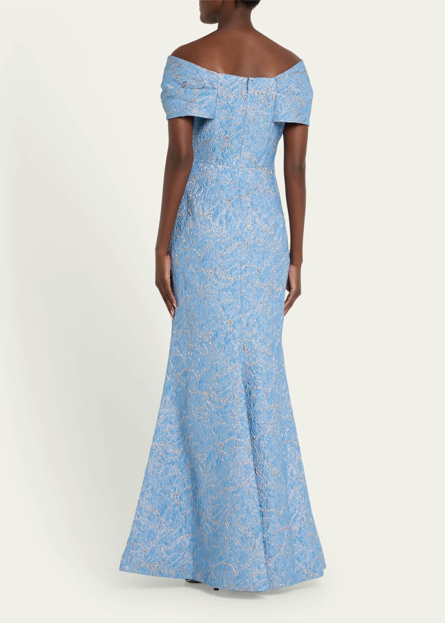 Rickie Freeman for Teri Jon Off-Shoulder Metallic Jacquard Gown Image 3 of 5