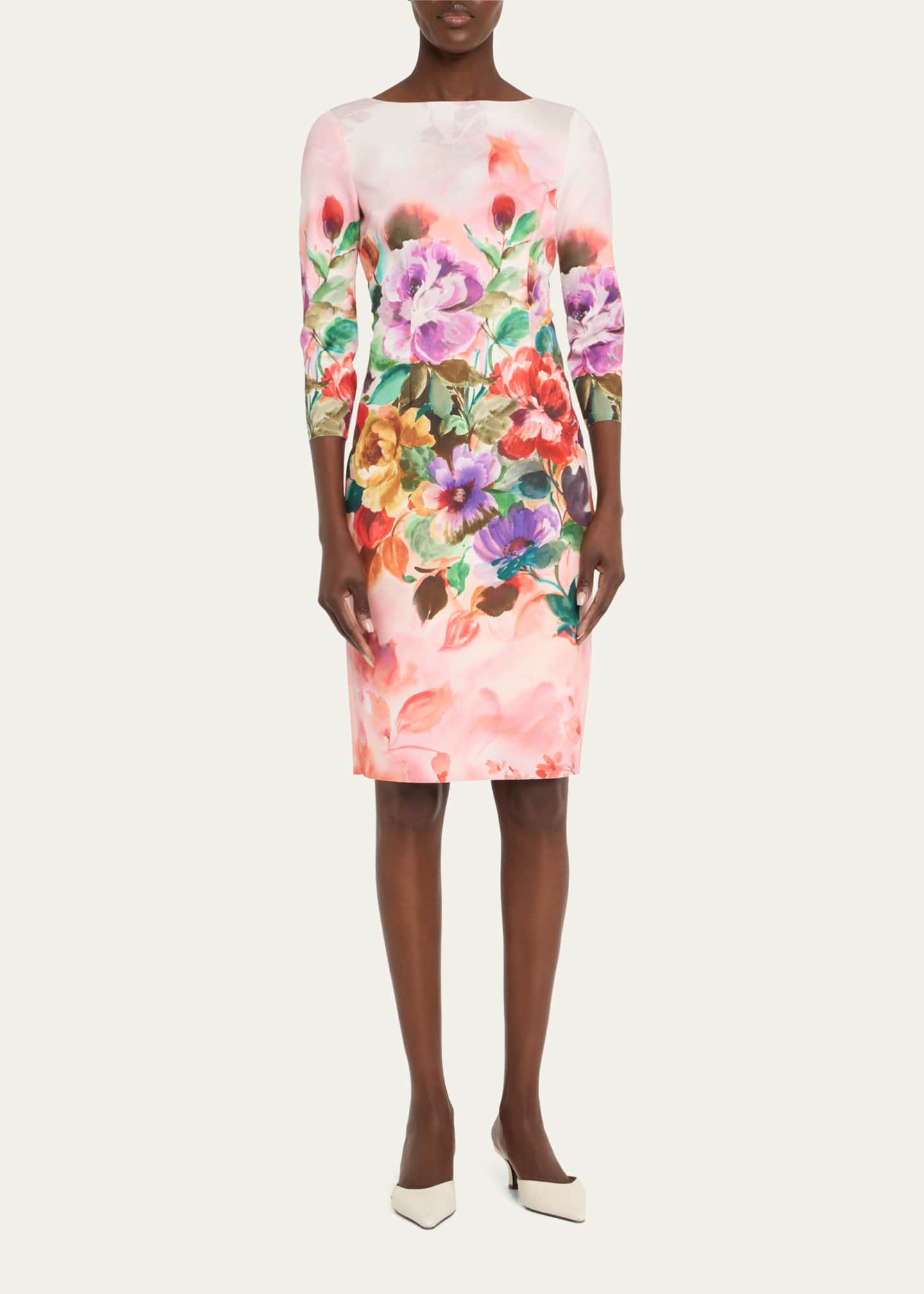 Bodycon Floral-Print Scuba Dress - Thumbnail 2