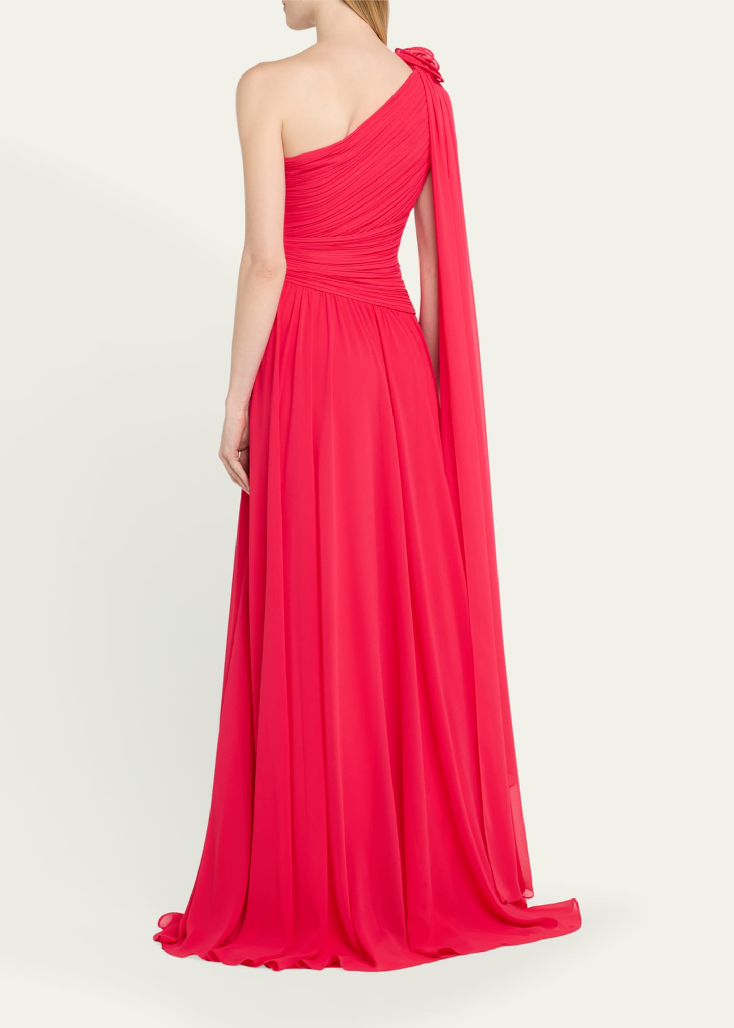 Rickie Freeman for Teri Jon Draped One-Shoulder Pleated Chiffon Gown Image 3 of 5