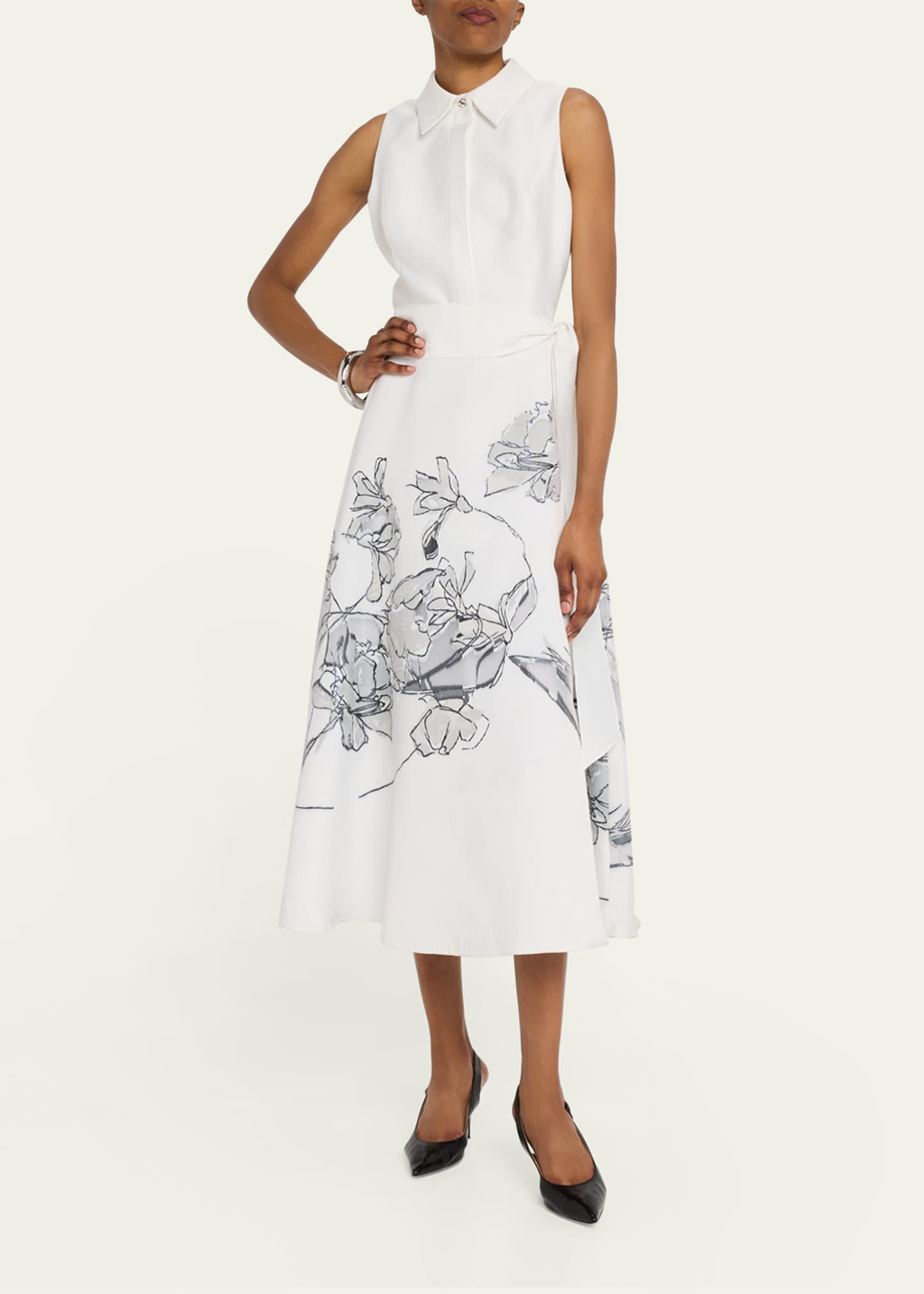 Rickie Freeman for Teri Jon Sleeveless Floral Burnout Midi Shirtdress Image 2 of 5