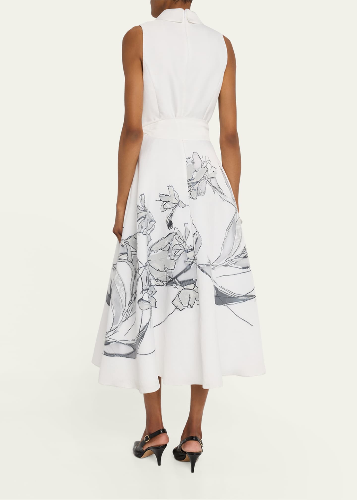 Rickie Freeman for Teri Jon Sleeveless Floral Burnout Midi Shirtdress Image 3 of 5