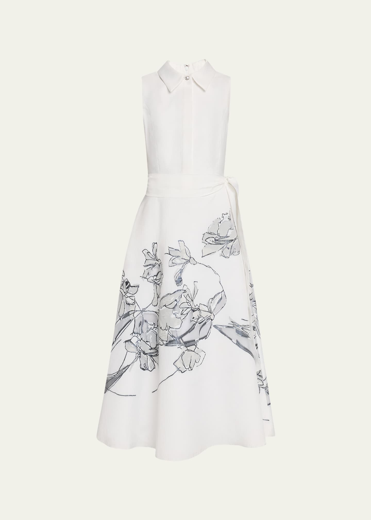 Rickie Freeman for Teri Jon Sleeveless Floral Burnout Midi Shirtdress Image 1 of 5