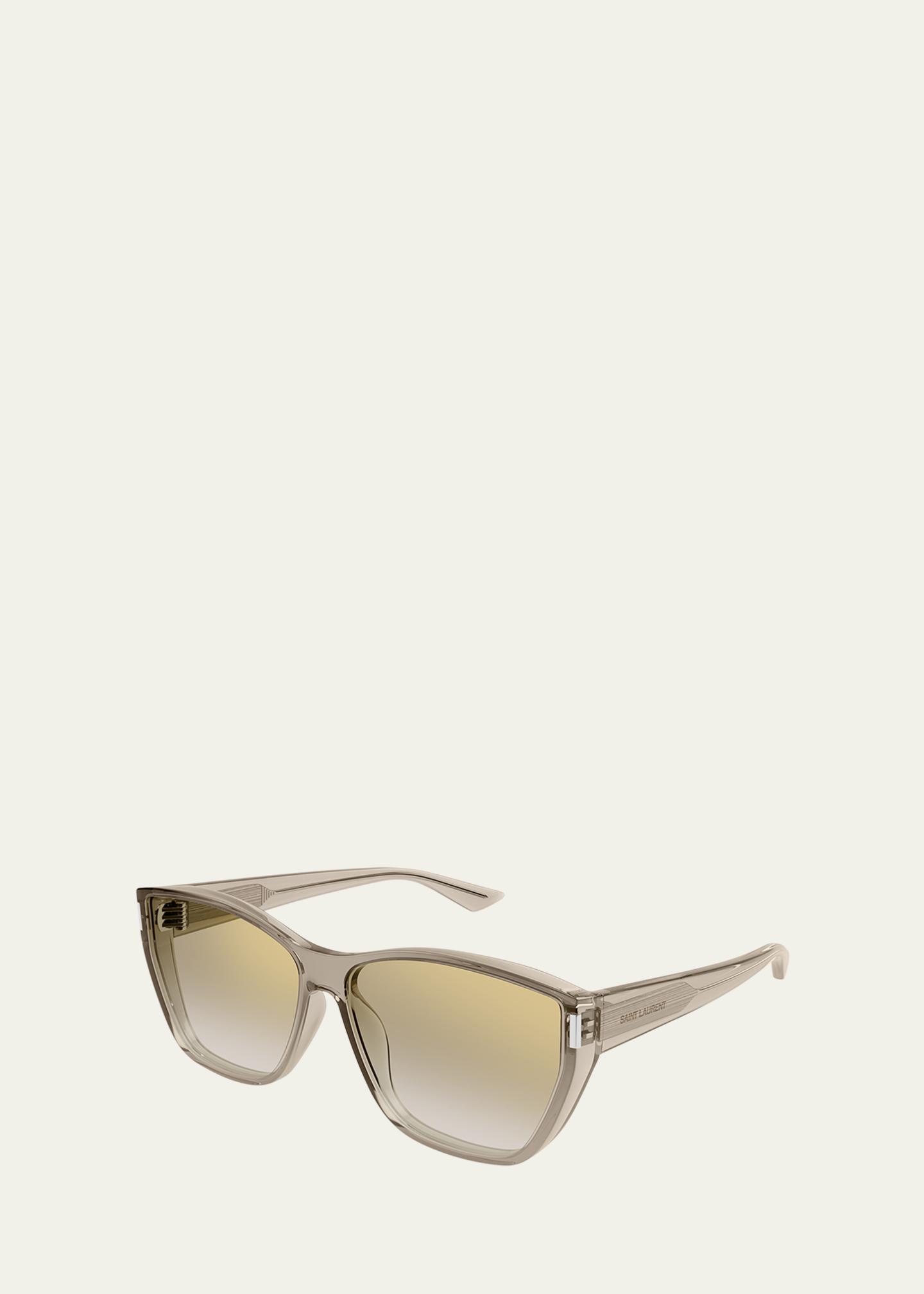 Saint Laurent Cat Eye-Frame Bio Injection Sunglasses Yellow Womens Saint Laurent SL 756 003 Rectangular Sunglasses Light Yellow  main image 3