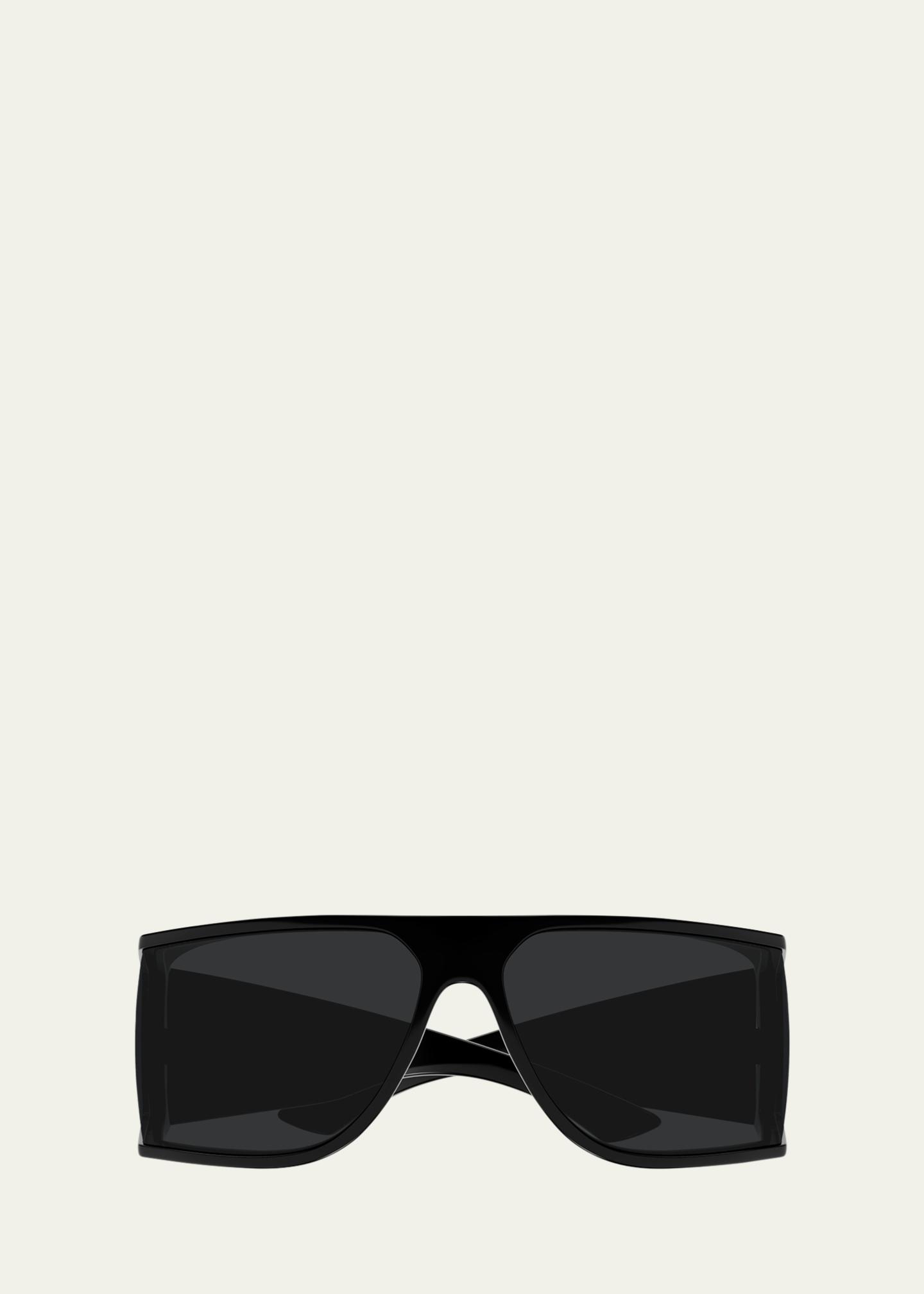 Saint Laurent Black Shield Sunglasses for Men Saint Laurent 57mm Acetate Semi-Shield Sunglasses | Neiman  main image 4