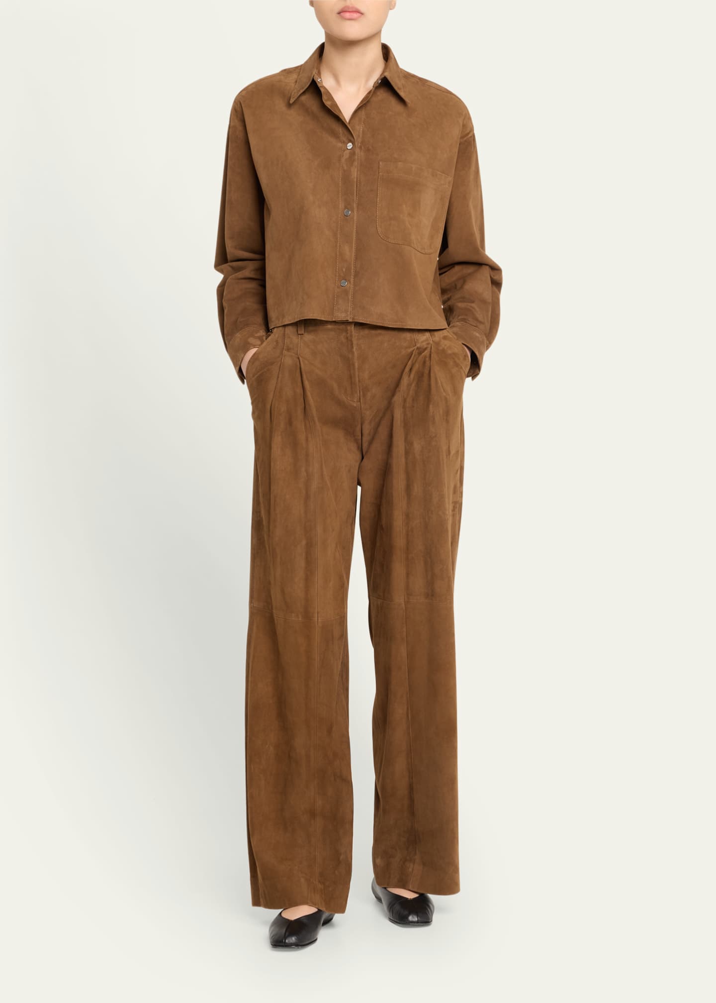 TWP Little Big Joe Suede Button-Front Shirt Image 2 of 5