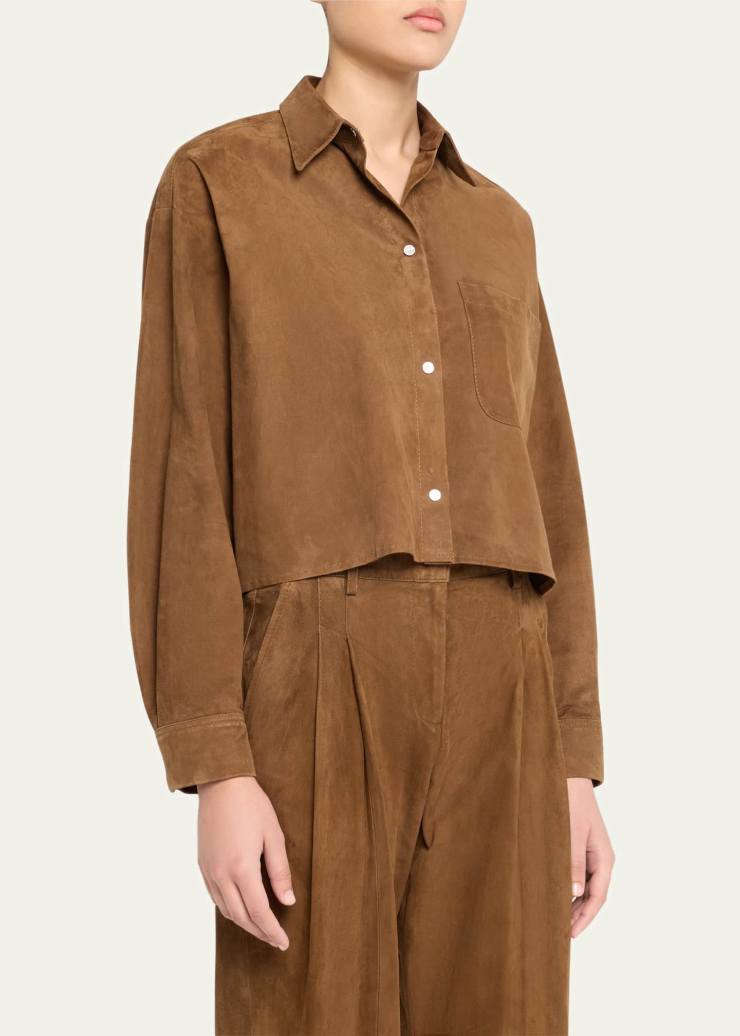 TWP Little Big Joe Suede Button-Front Shirt Image 4 of 5