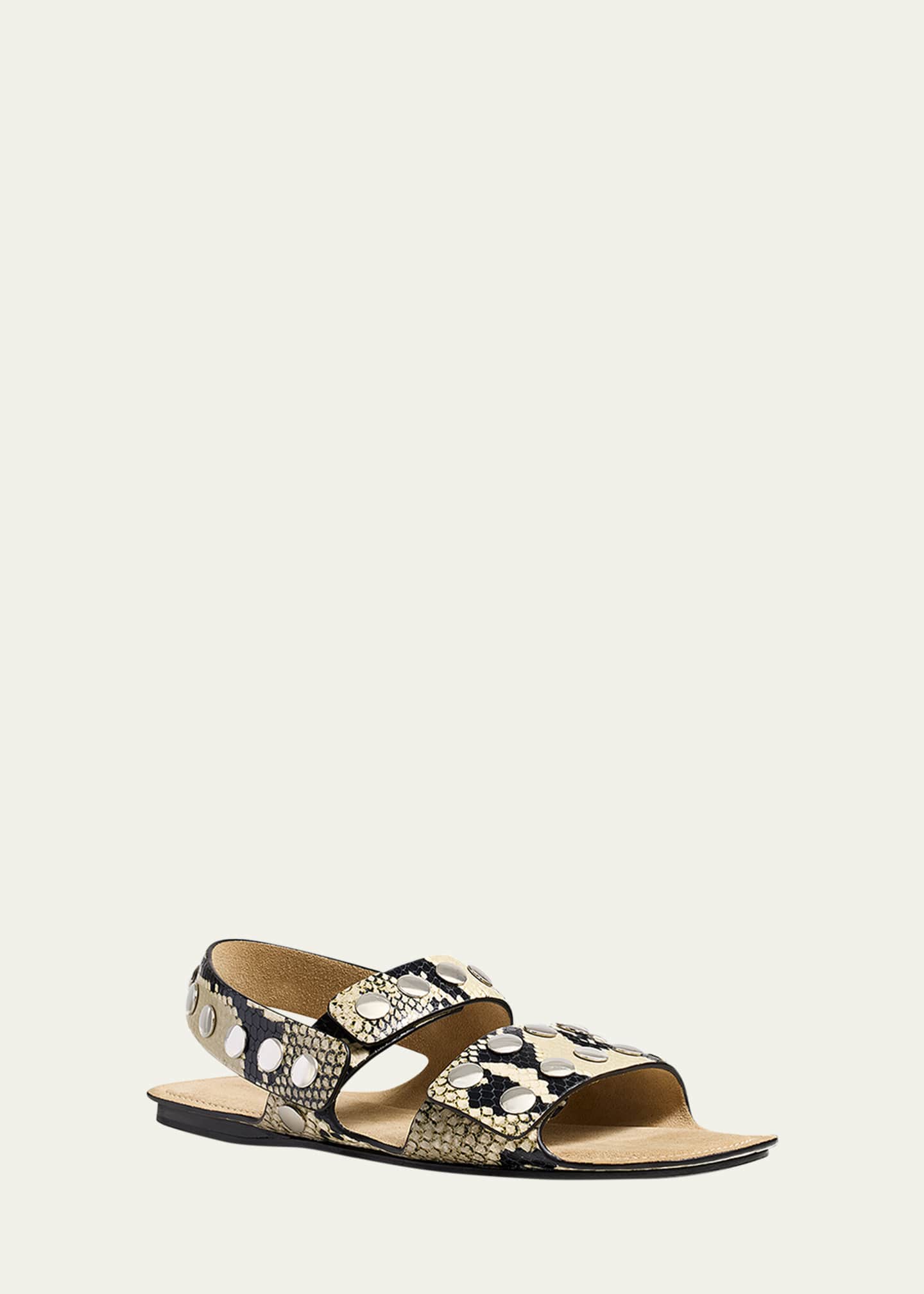 Khaite Boden Studded Leather Flat Sandals Image 3 of 5