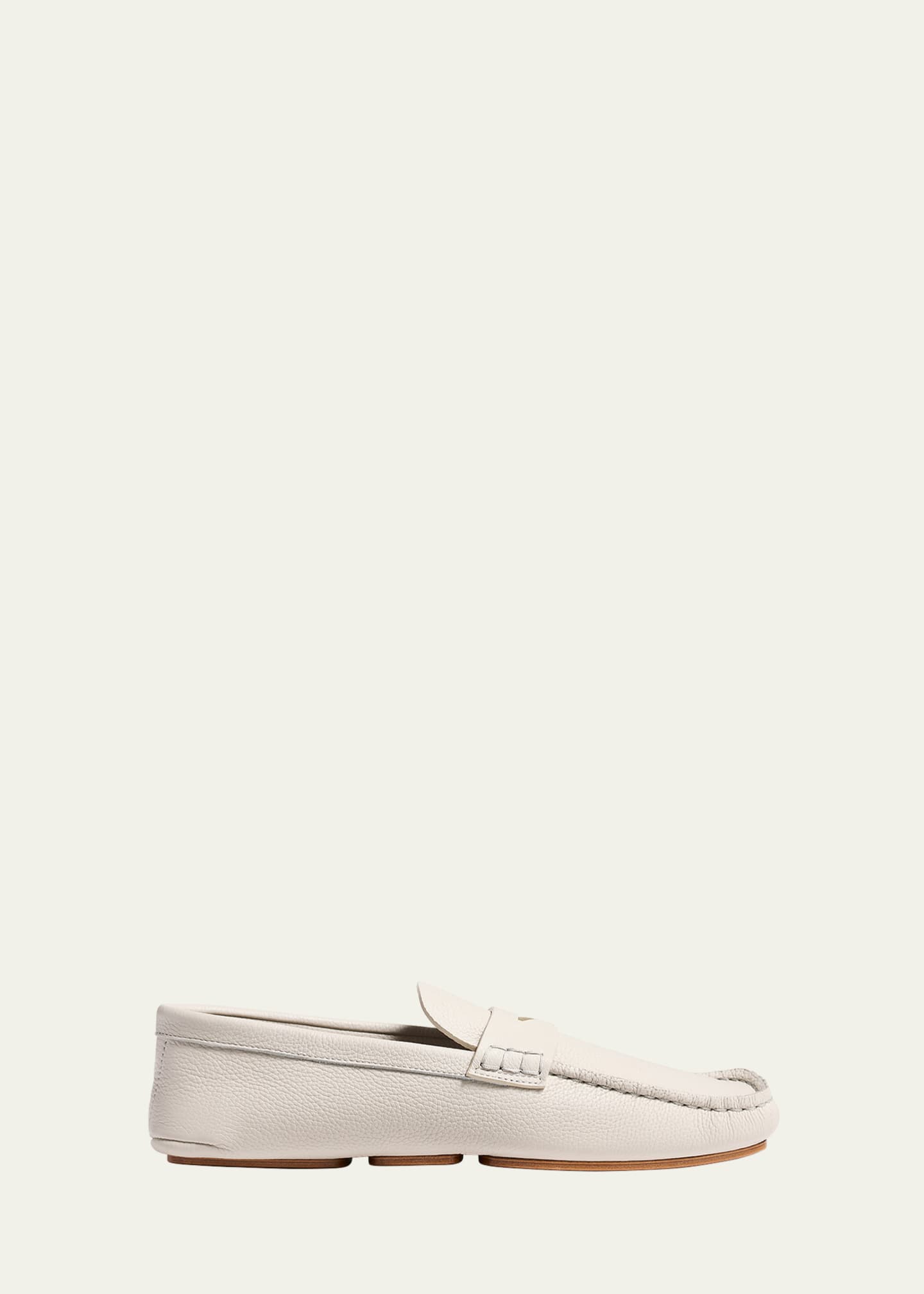 Khaite Billy Grained Leather Moc-Toe Penny Loafers