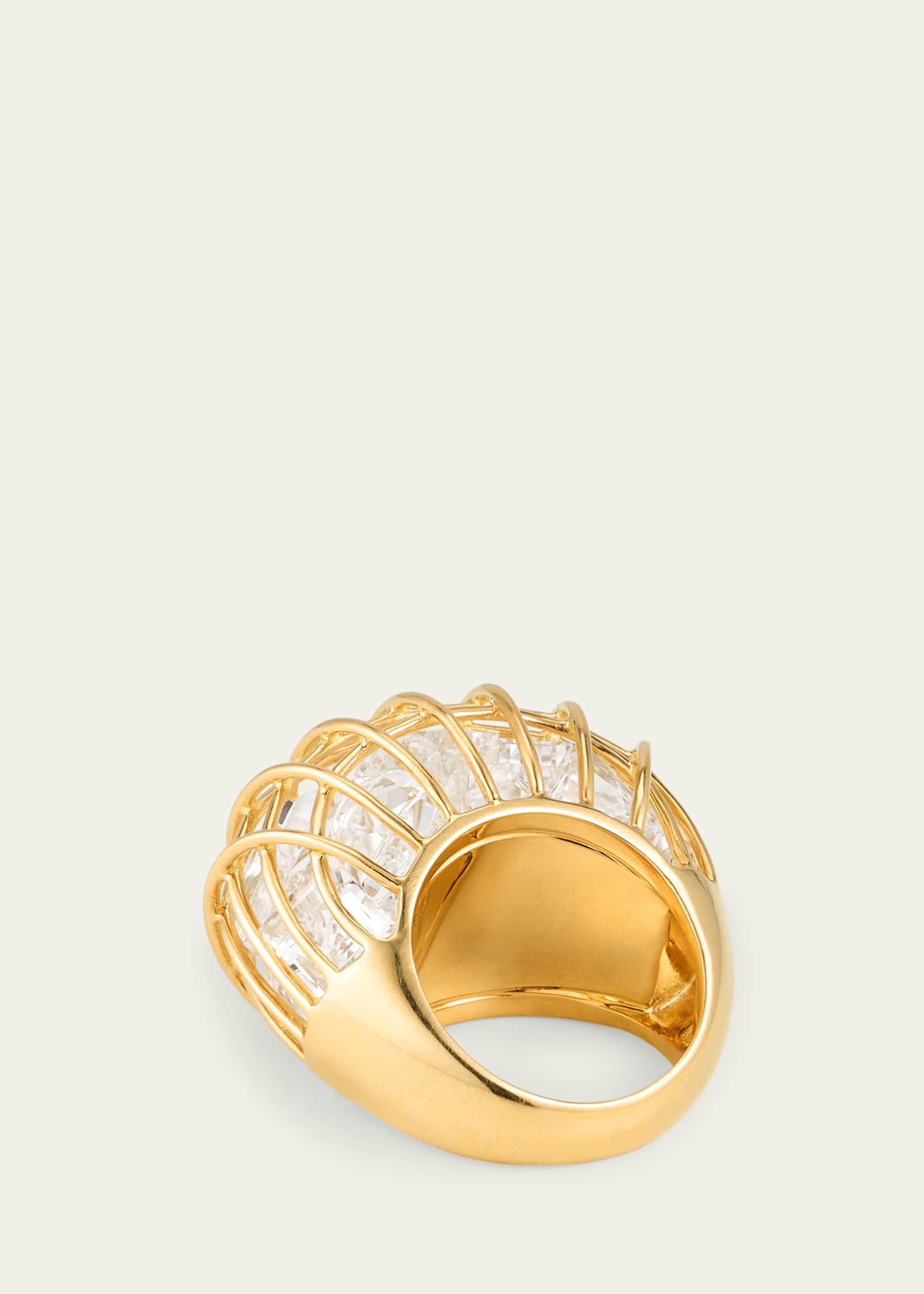 Verdura Caged 18K Yellow Gold Rock Crystal Ring, Size 6.5 Image 4 of 4