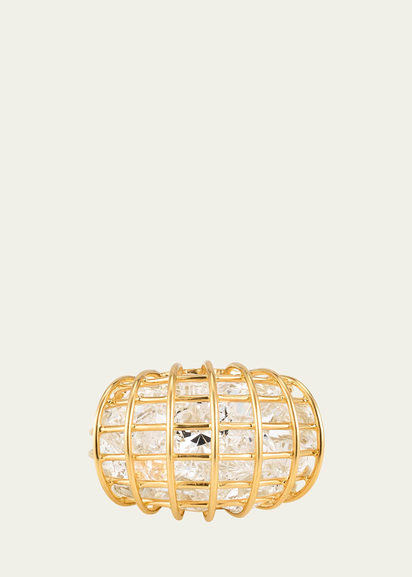 Verdura Caged 18K Yellow Gold Rock Crystal Ring, Size 6.5 Image 1 of 4