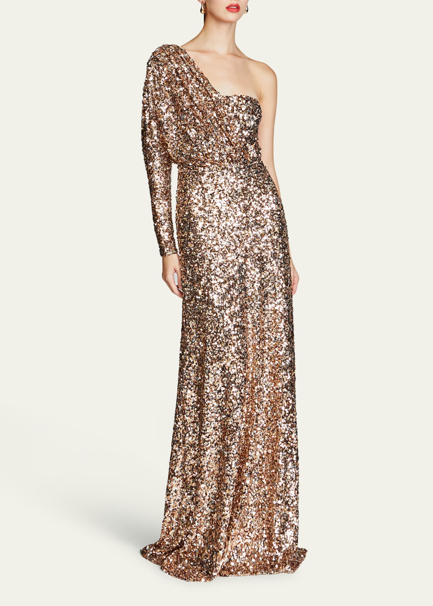 Halston Ramona One-Shoulder Sequin Gown Image 2 of 3