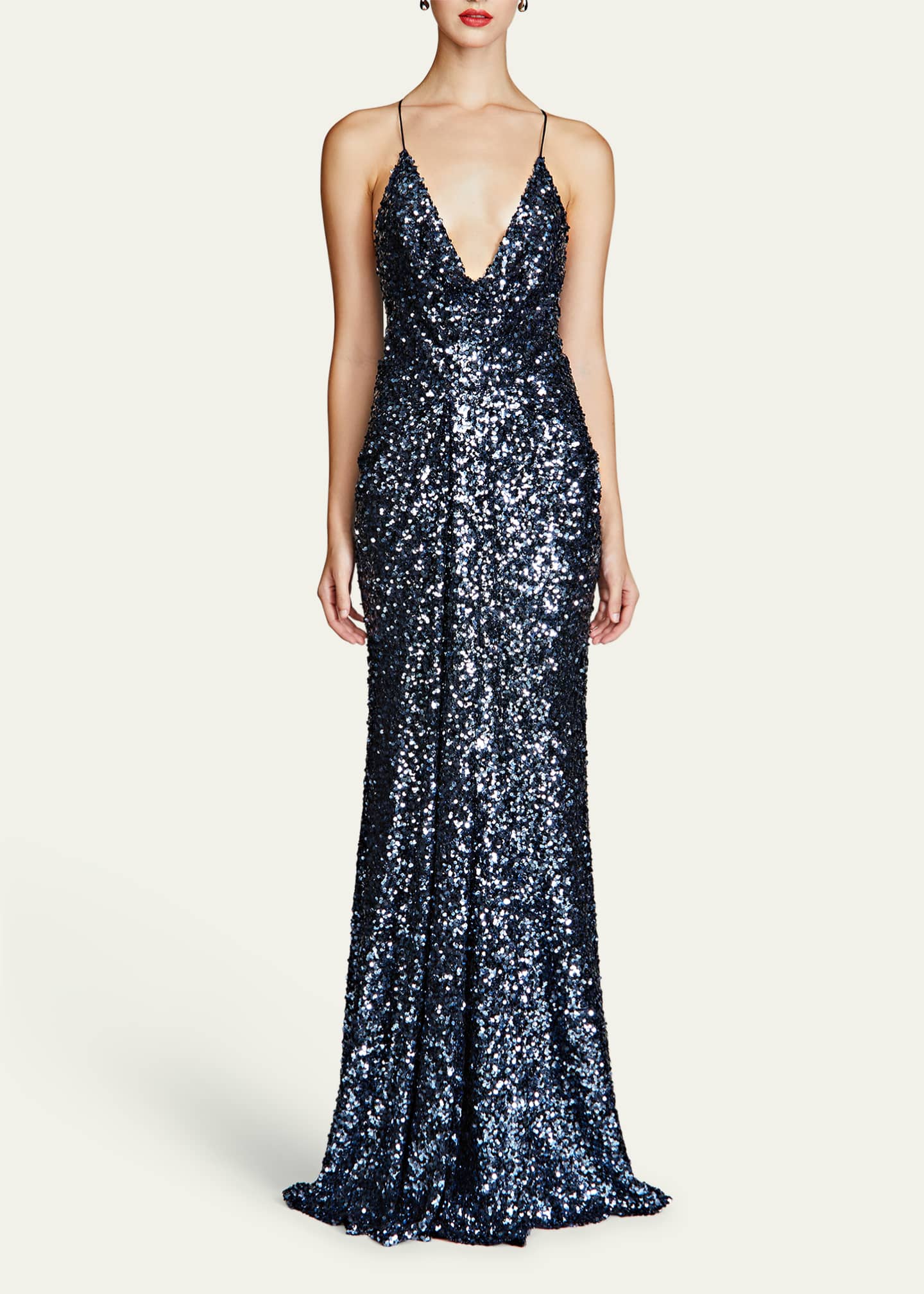 Halston Manon Deep V-Neck Sequin Gown Image 2 of 3