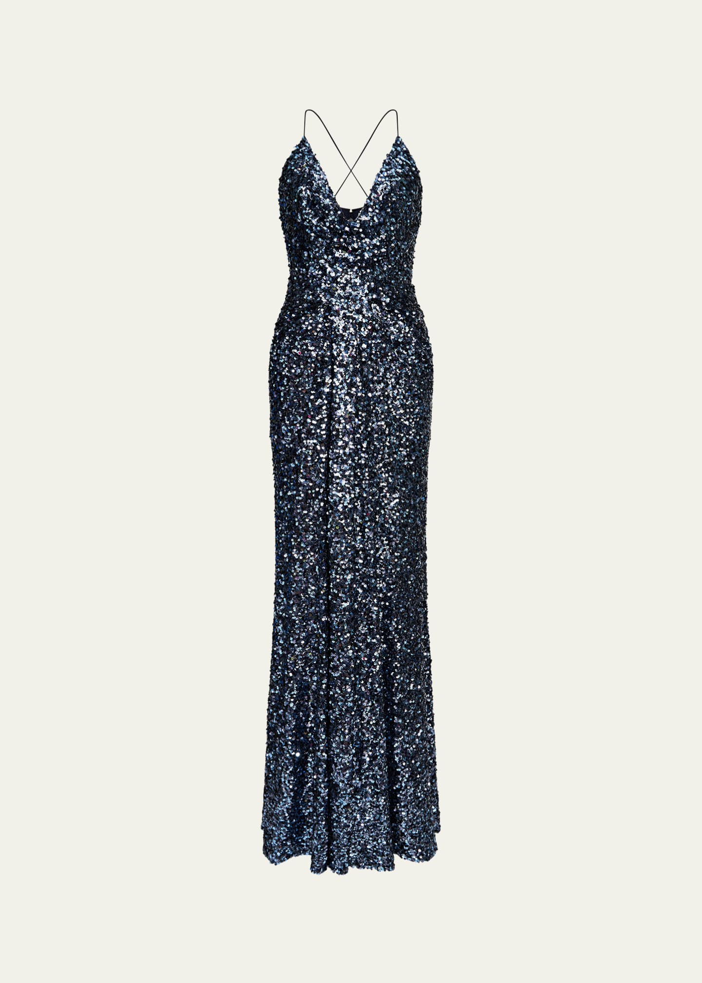 Halston Manon Deep V-Neck Sequin Gown Image 1 of 3