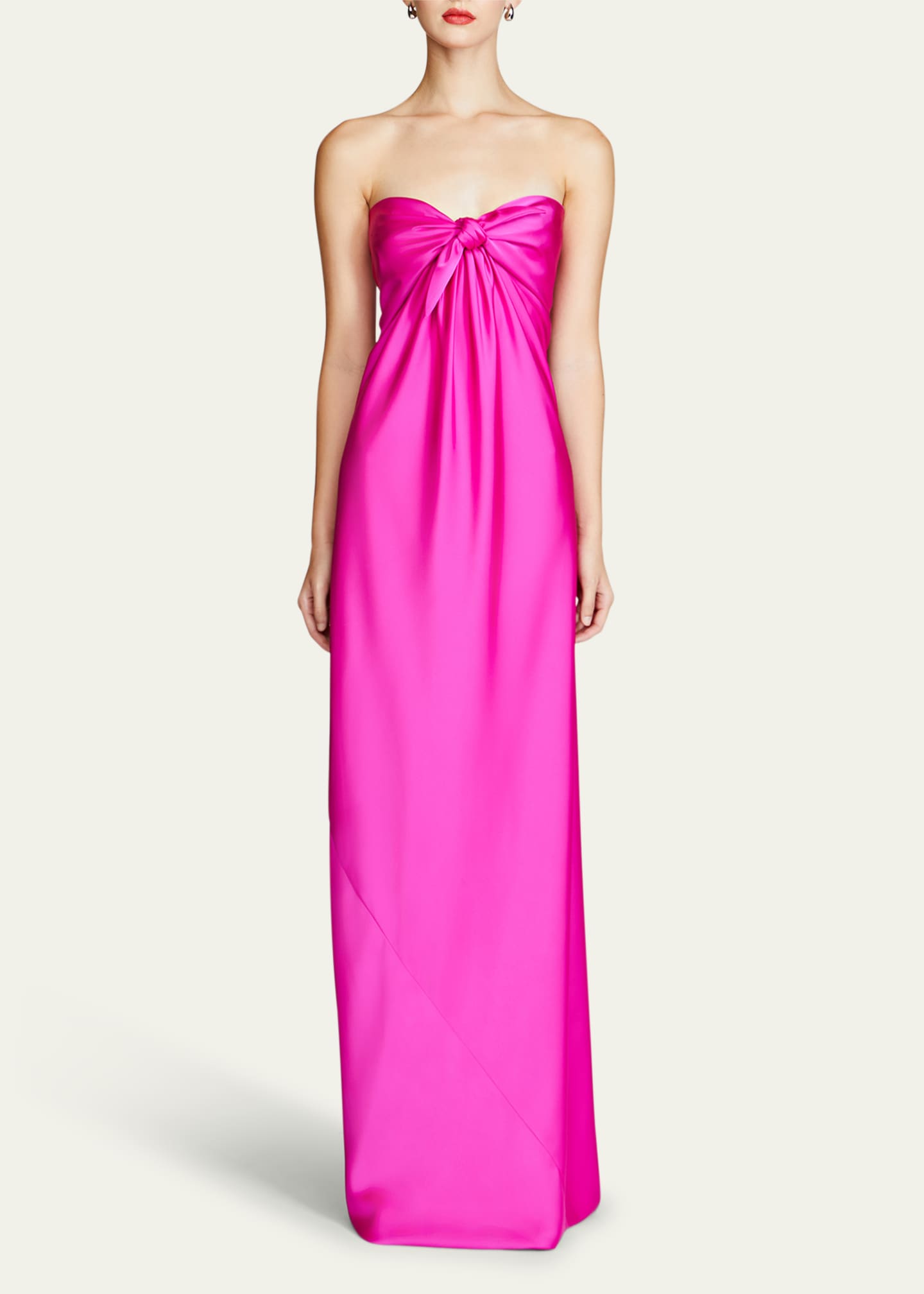 Halston Lisette Strapless Front-Knot Satin Gown Image 2 of 3