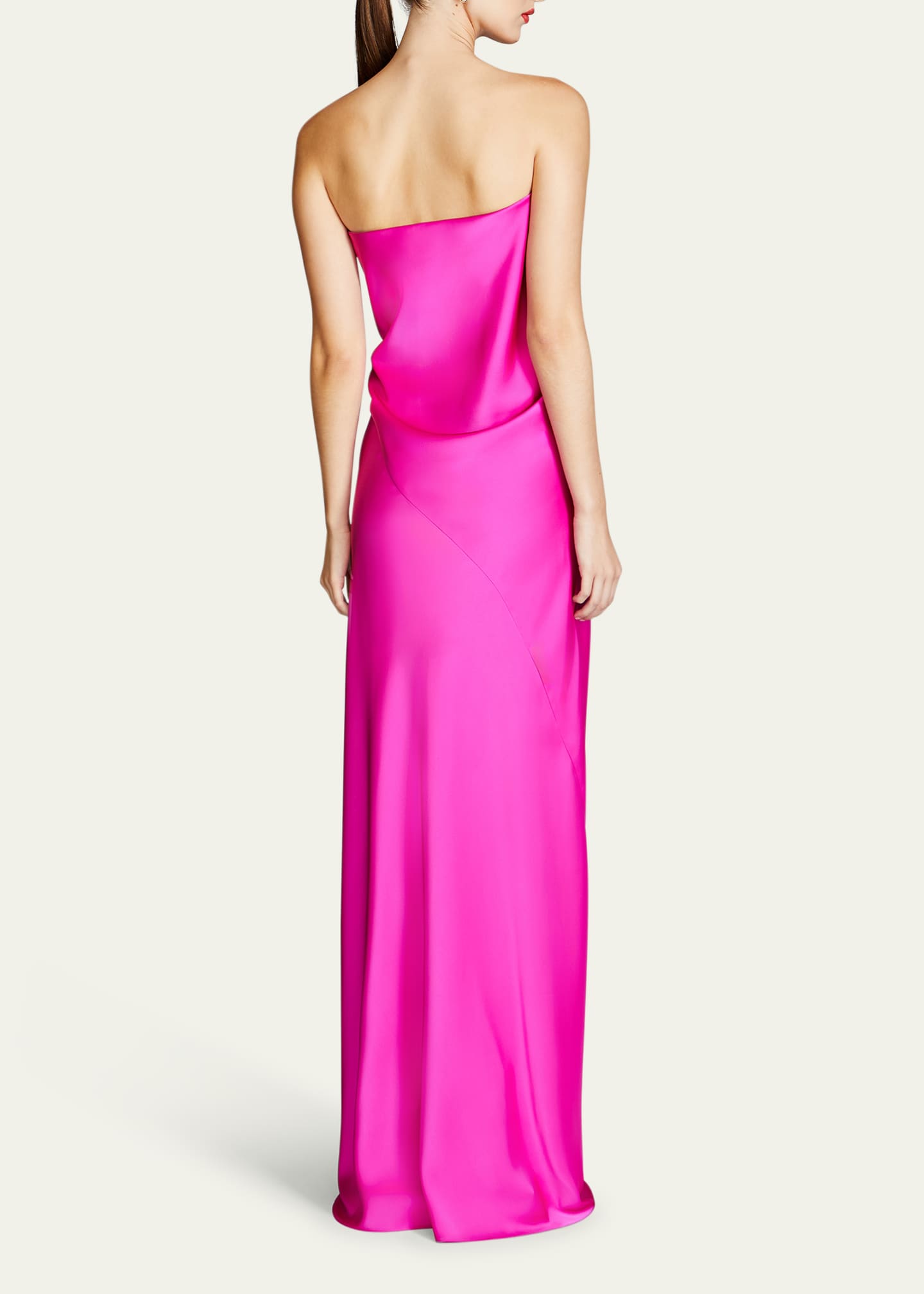 Halston Lisette Strapless Front-Knot Satin Gown Image 3 of 3