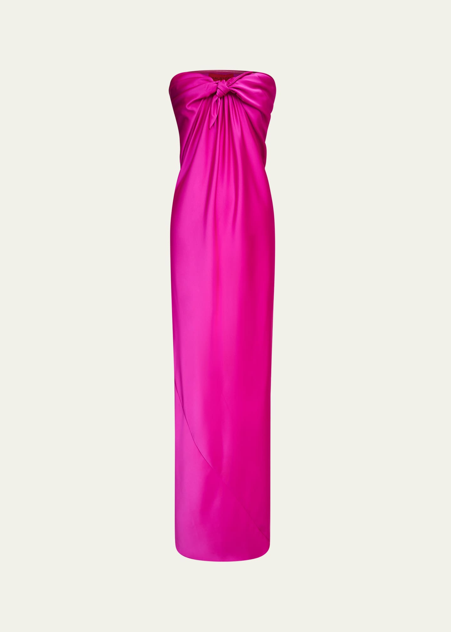 Halston Lisette Strapless Front-Knot Satin Gown Image 1 of 3