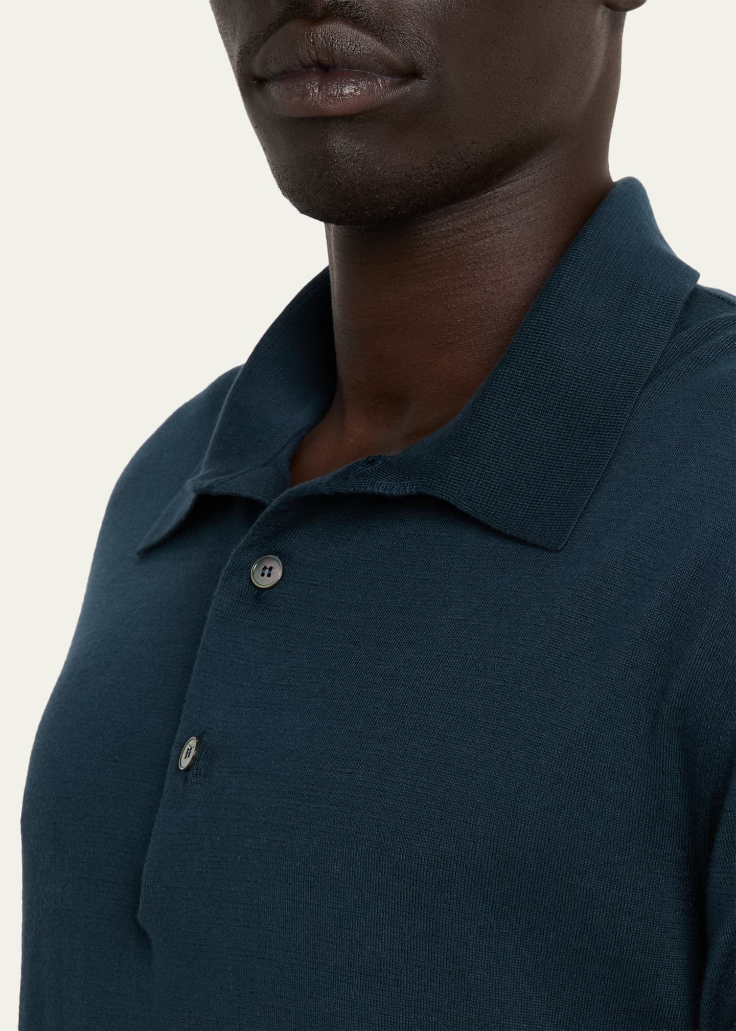 ZEGNA Men's Premium Cotton Knit Short-Sleeve Polo Sweater Image 5 of 5