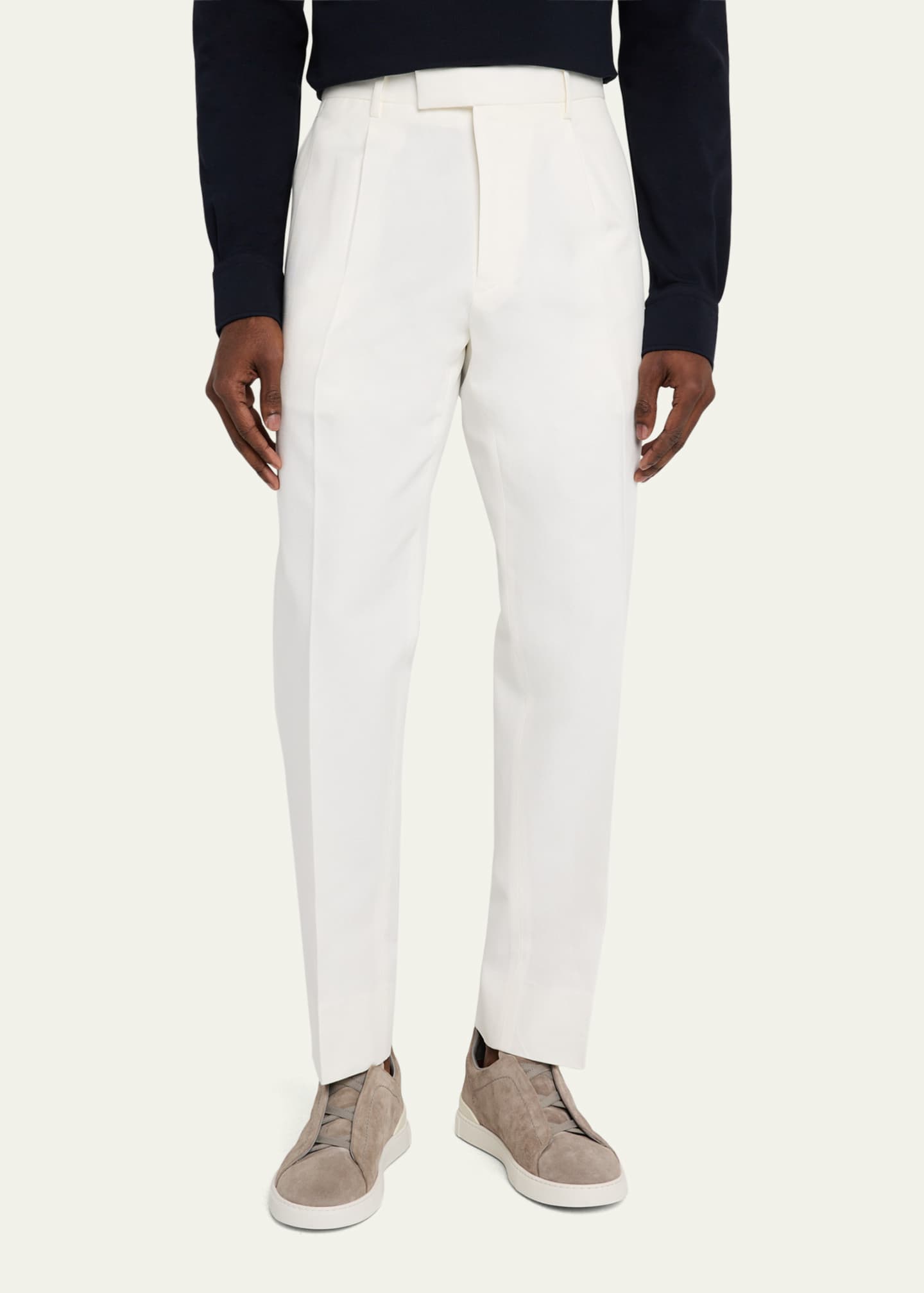 ZEGNA Men's Cotton and Wool Single-Pleated Pants Image 4 of 5