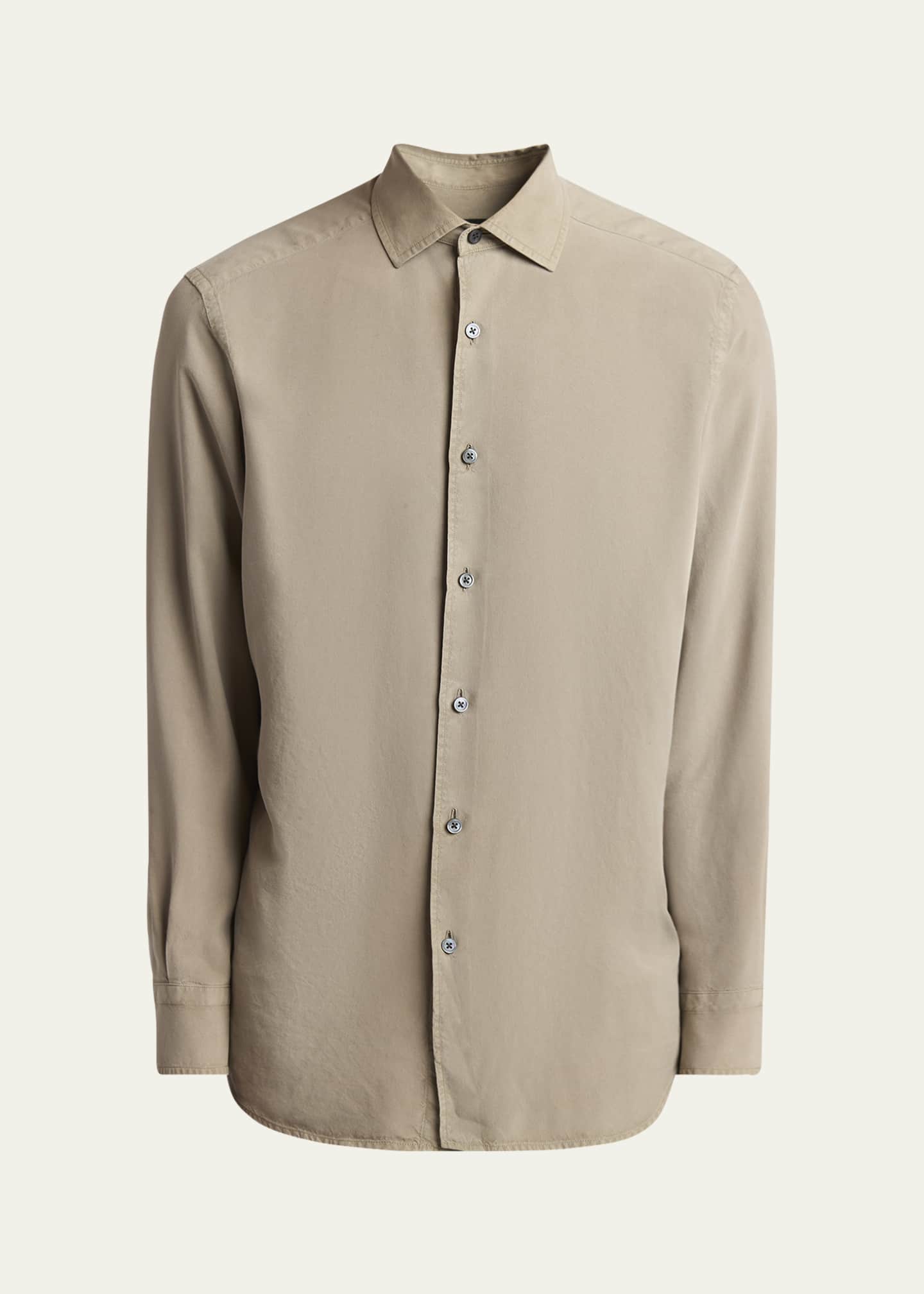 ZEGNA Men's Garment Dyed Silk Sport Shirt Image 1 of 5