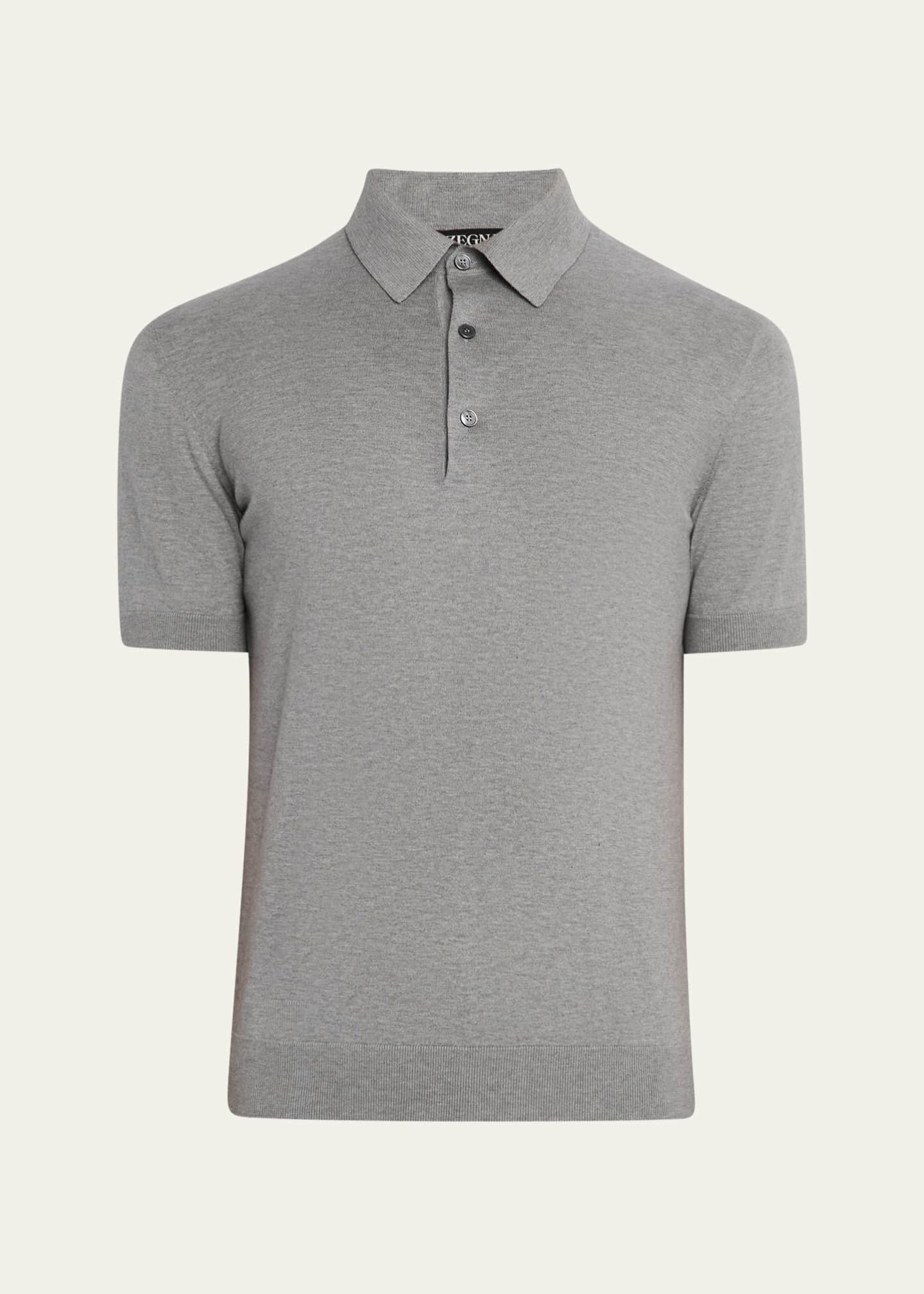 ZEGNA Men's Premium Cotton Short-Sleeve Polo Sweater Image 1 of 5