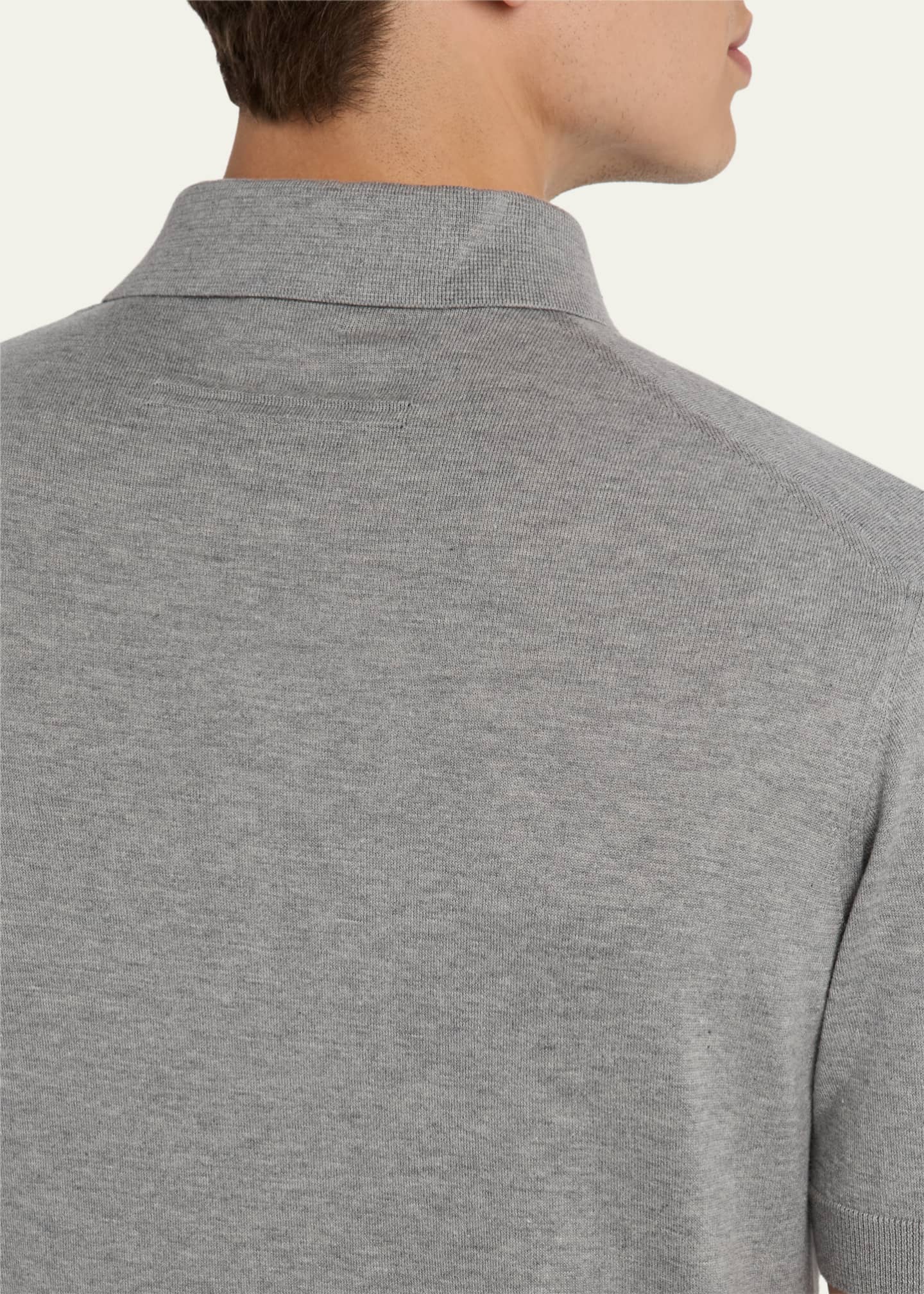 ZEGNA Men's Premium Cotton Short-Sleeve Polo Sweater Image 5 of 5
