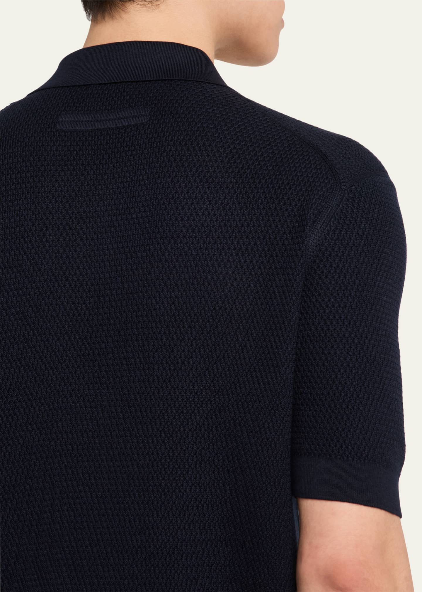 ZEGNA Men's Premium Cotton Johnny Collar Short-Sleeve Sweater Image 5 of 5