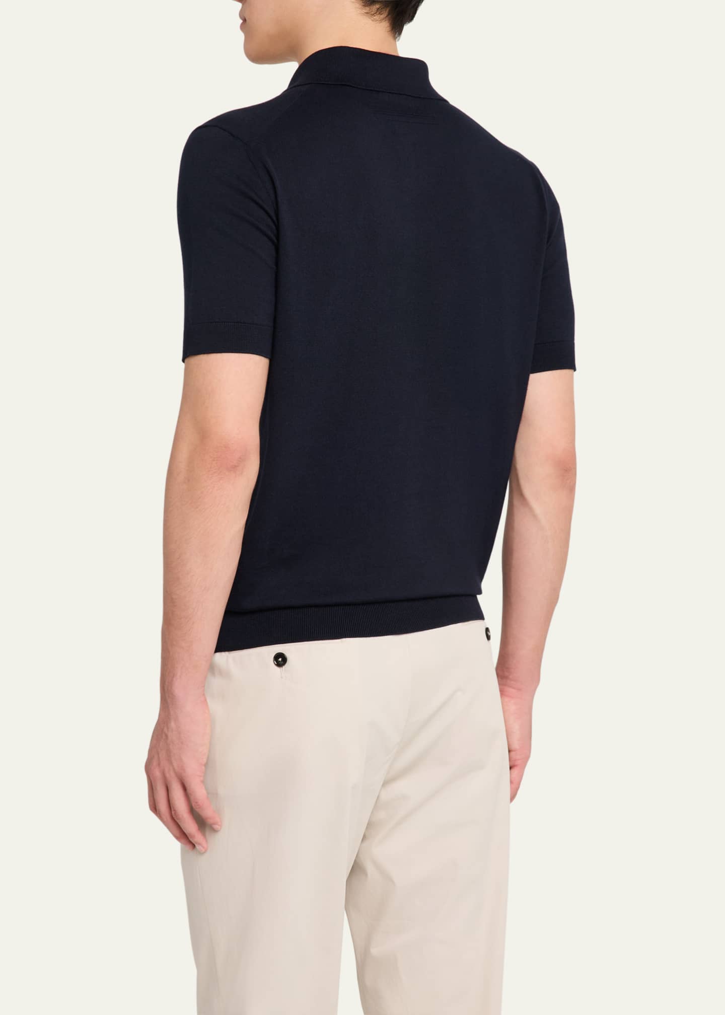 ZEGNA Men's Premium Cotton Short-Sleeve Polo Sweater Image 3 of 5