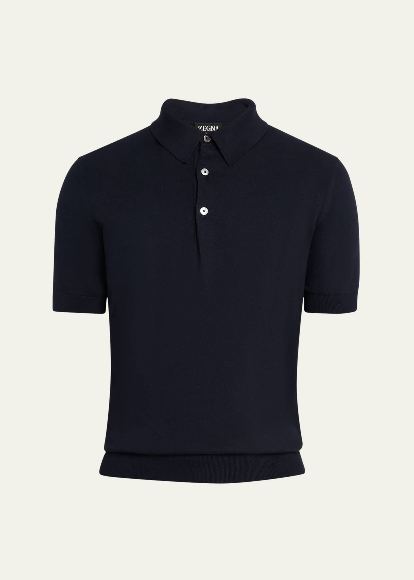 ZEGNA Men's Premium Cotton Short-Sleeve Polo Sweater Image 1 of 5