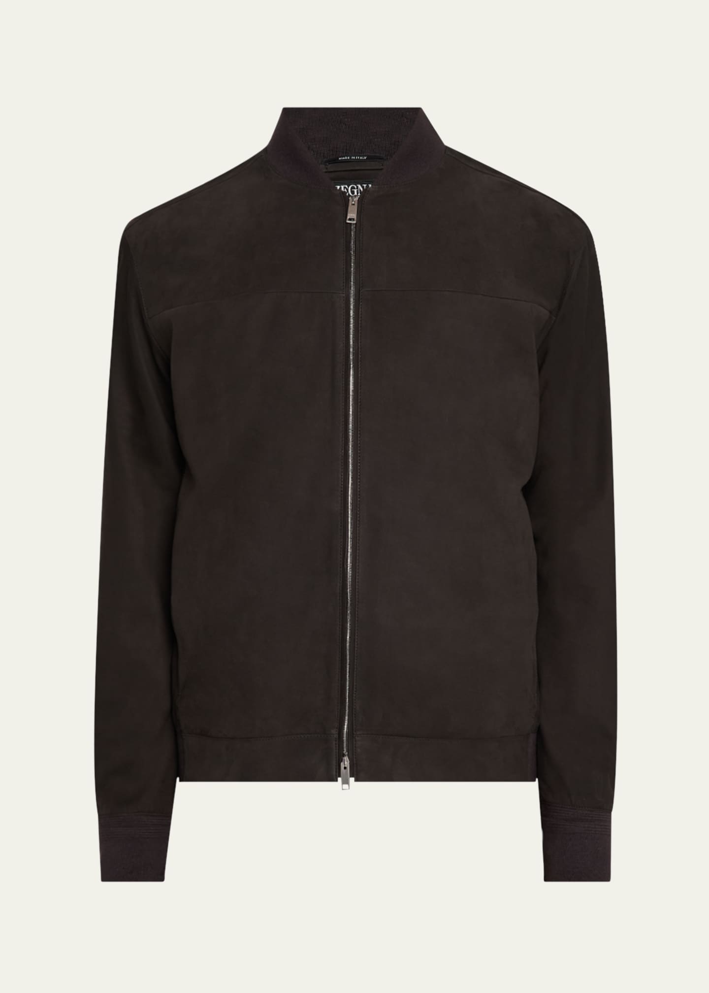 ZEGNA Men's Secondskin Leather Bomber Jacket Image 1 of 5