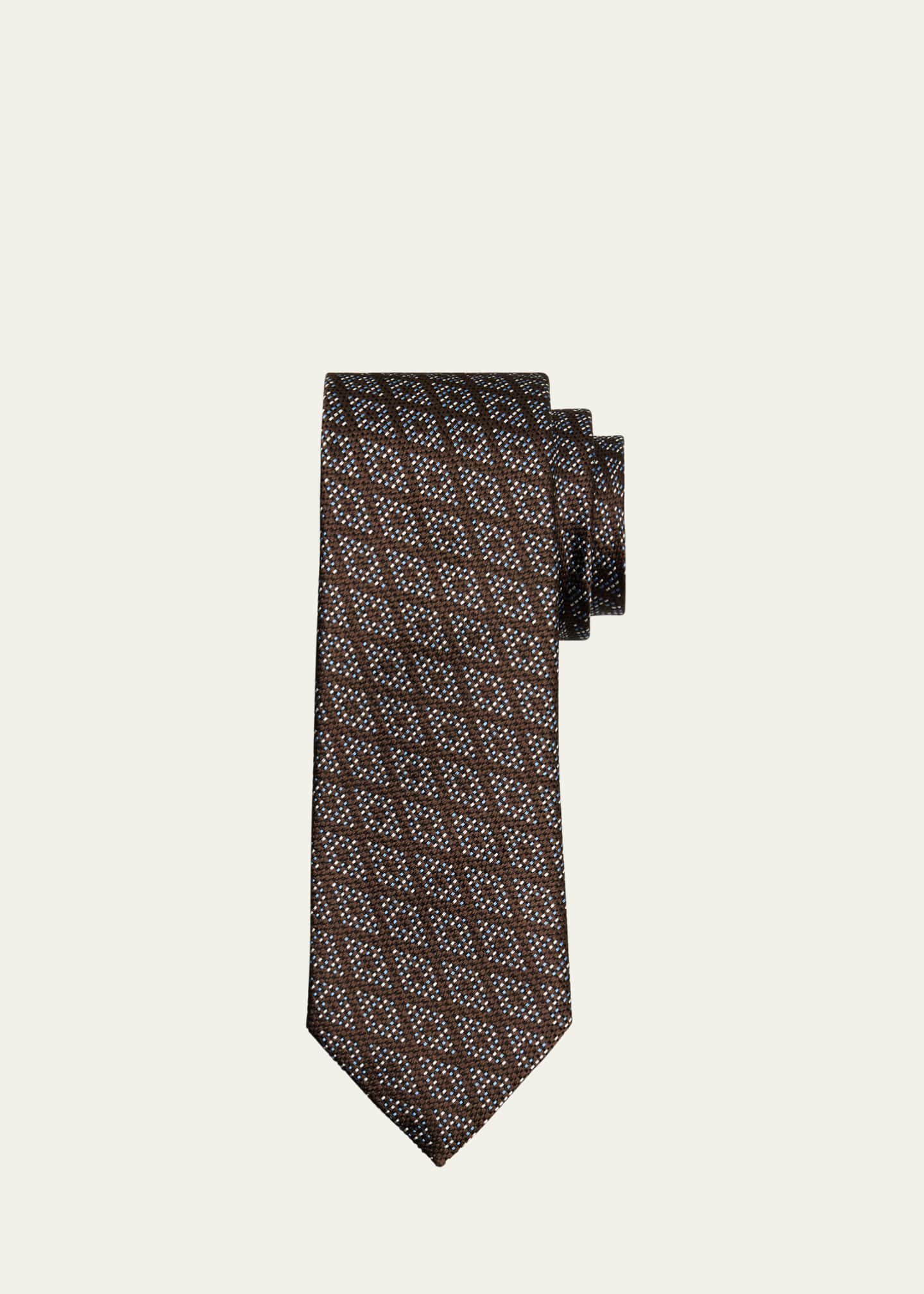 ZEGNA Men's Geometric Woven Silk Tie