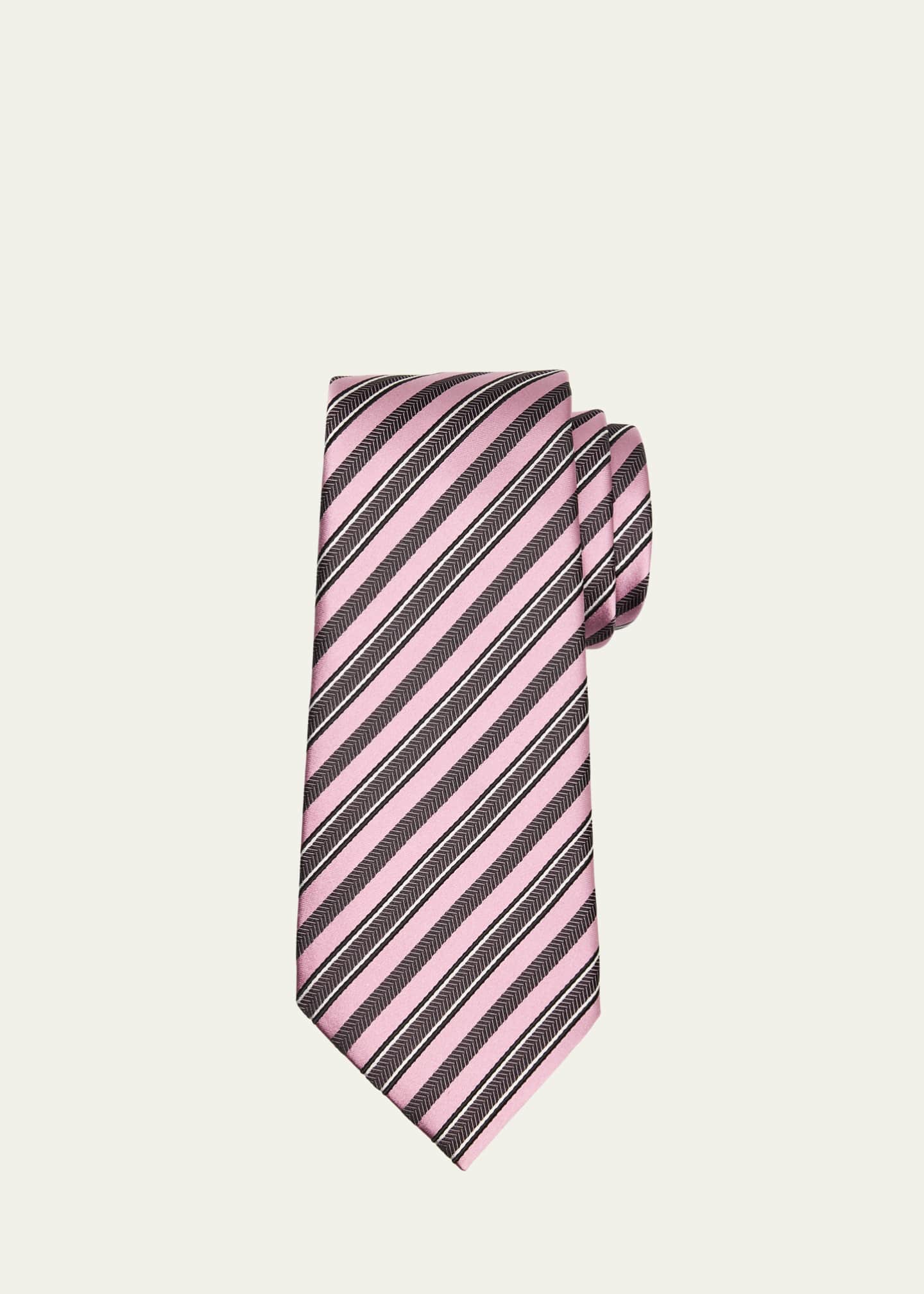 【2plan】24FW★ [LAN ARCHIVE] Herringbone Striped Tie ZEGNA Men's Silk and Cotton Herringbone Stripe Tie