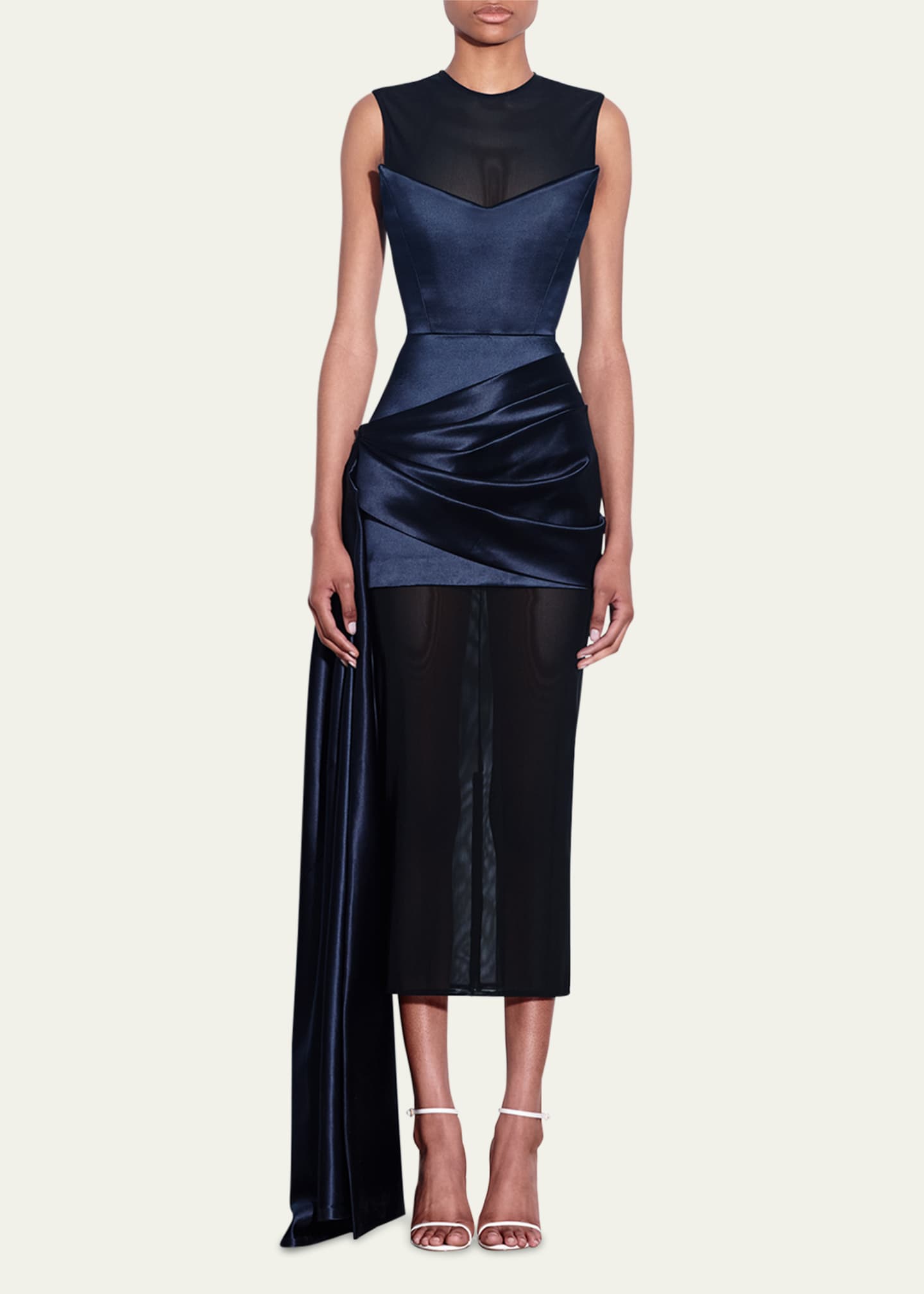 Alex Perry Power Mesh Sleeveless Midi Dress Image 2 of 5