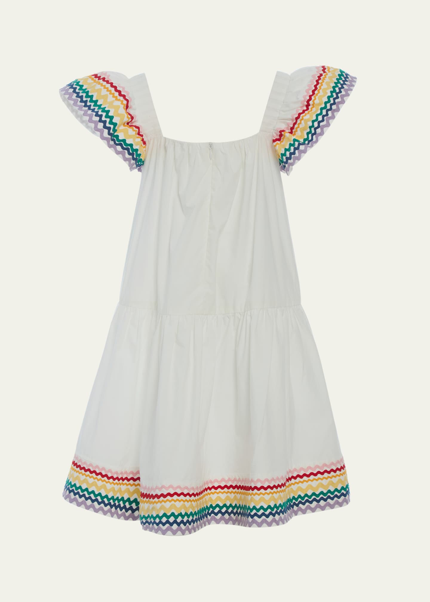 Sea Girl's Ria Flutter Sleeve Rainbow-Trim Dress, Size 2-14 Image 2 of 2