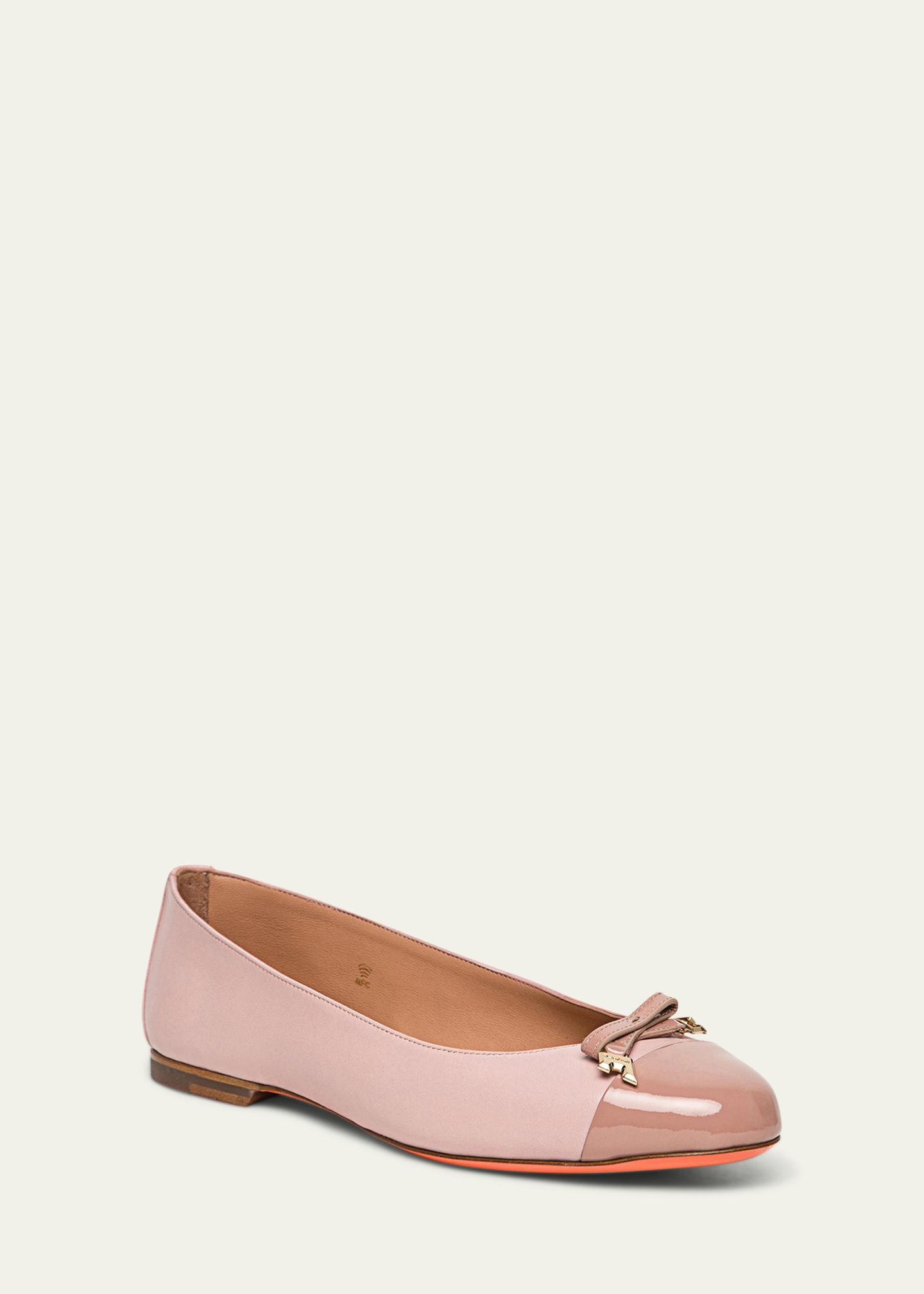 Ballerines En Cuir Santoni Fait Main - Ivoire - Taille 39 - Faites En Italie - Neuf Avec Boîte
