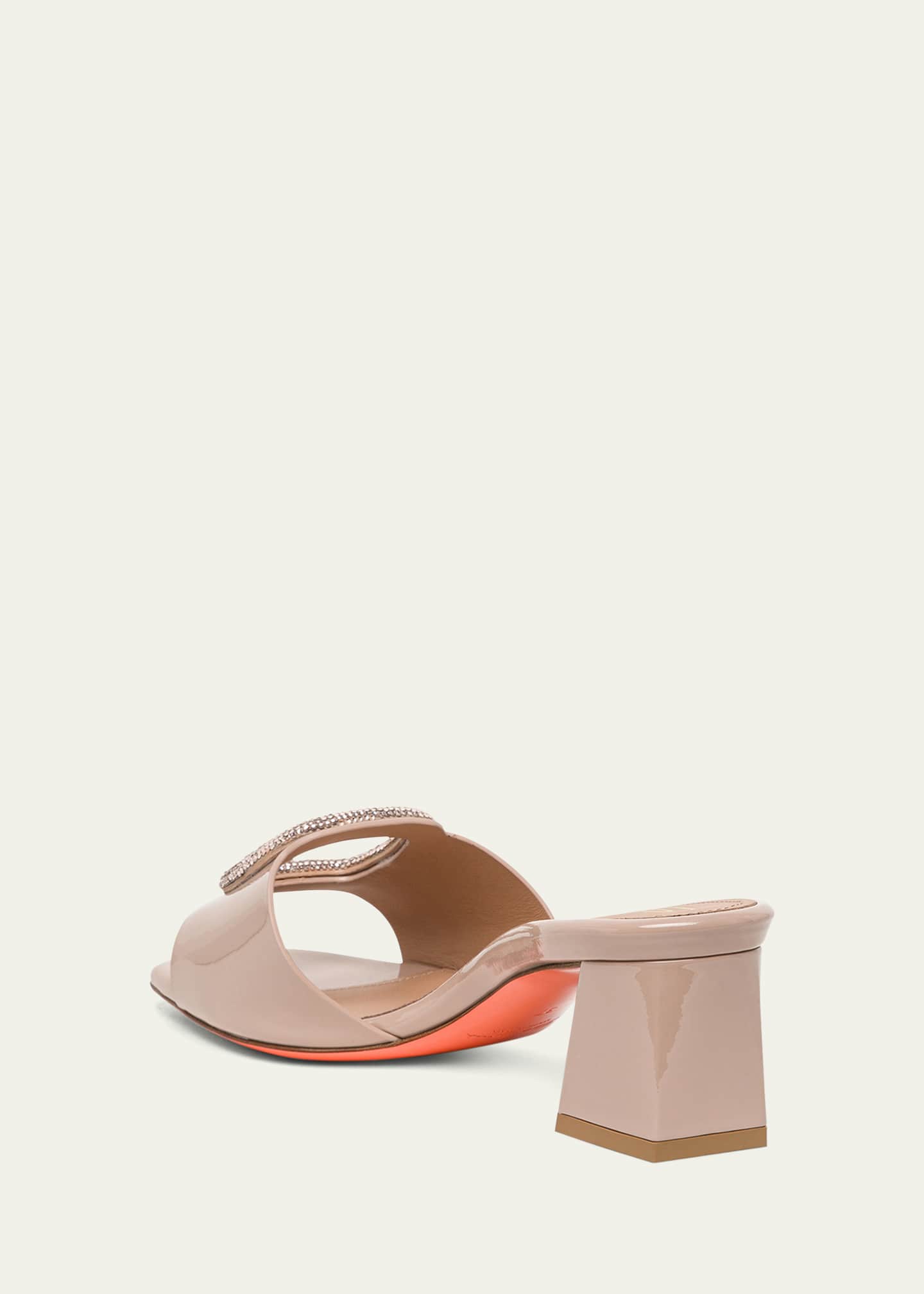 Santoni Marta Patent Crystal-Buckle Mule Sandals Image 3 of 4