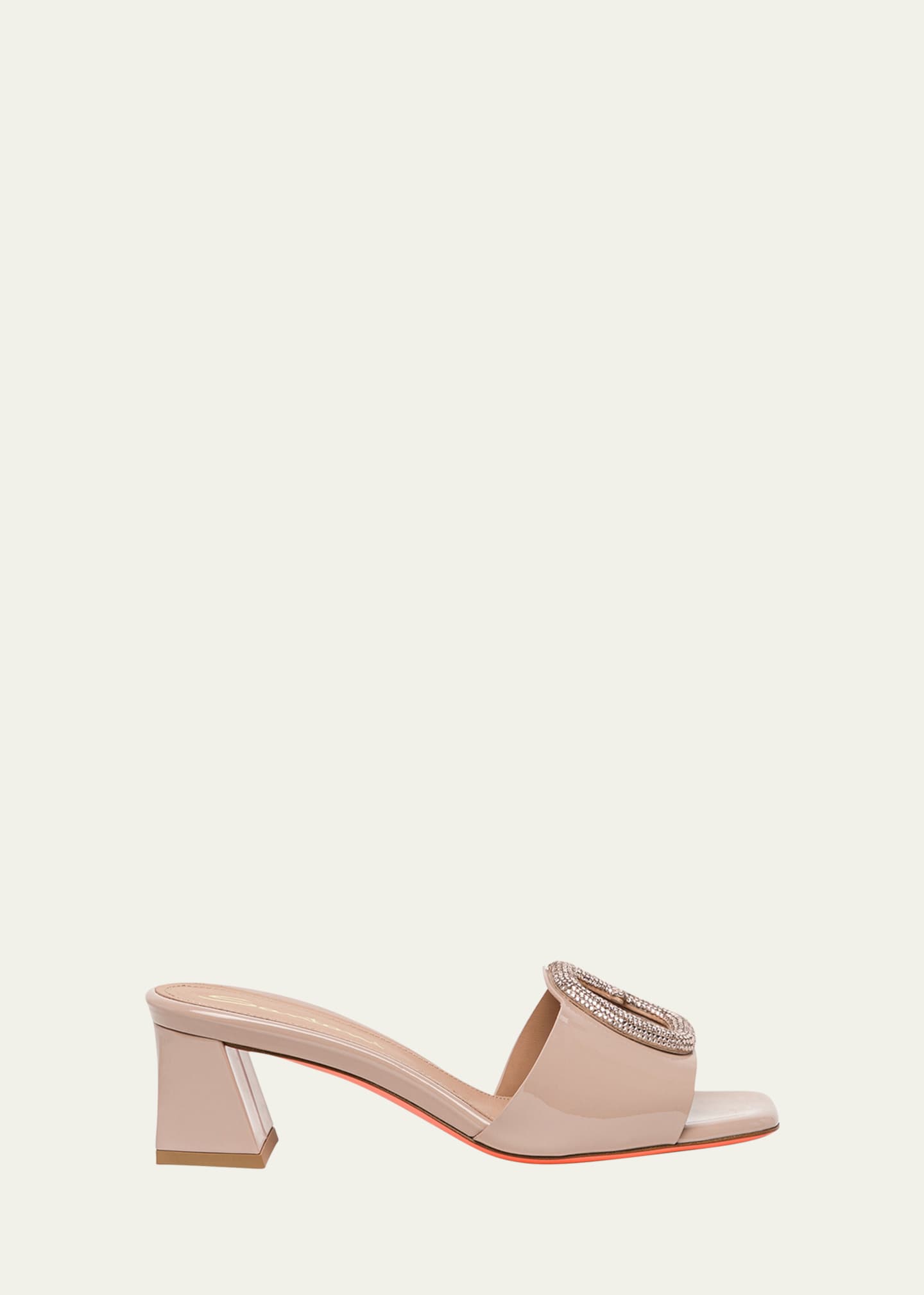 Santoni Marta Patent Crystal-Buckle Mule Sandals Image 1 of 4