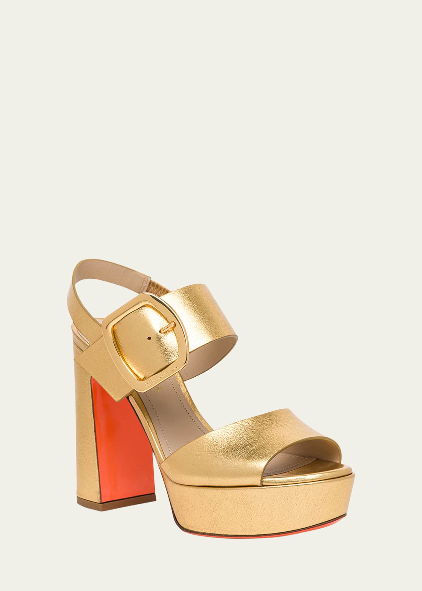 Santoni Bruxel Metallic Buckle Platform Sandals Image 2 of 5