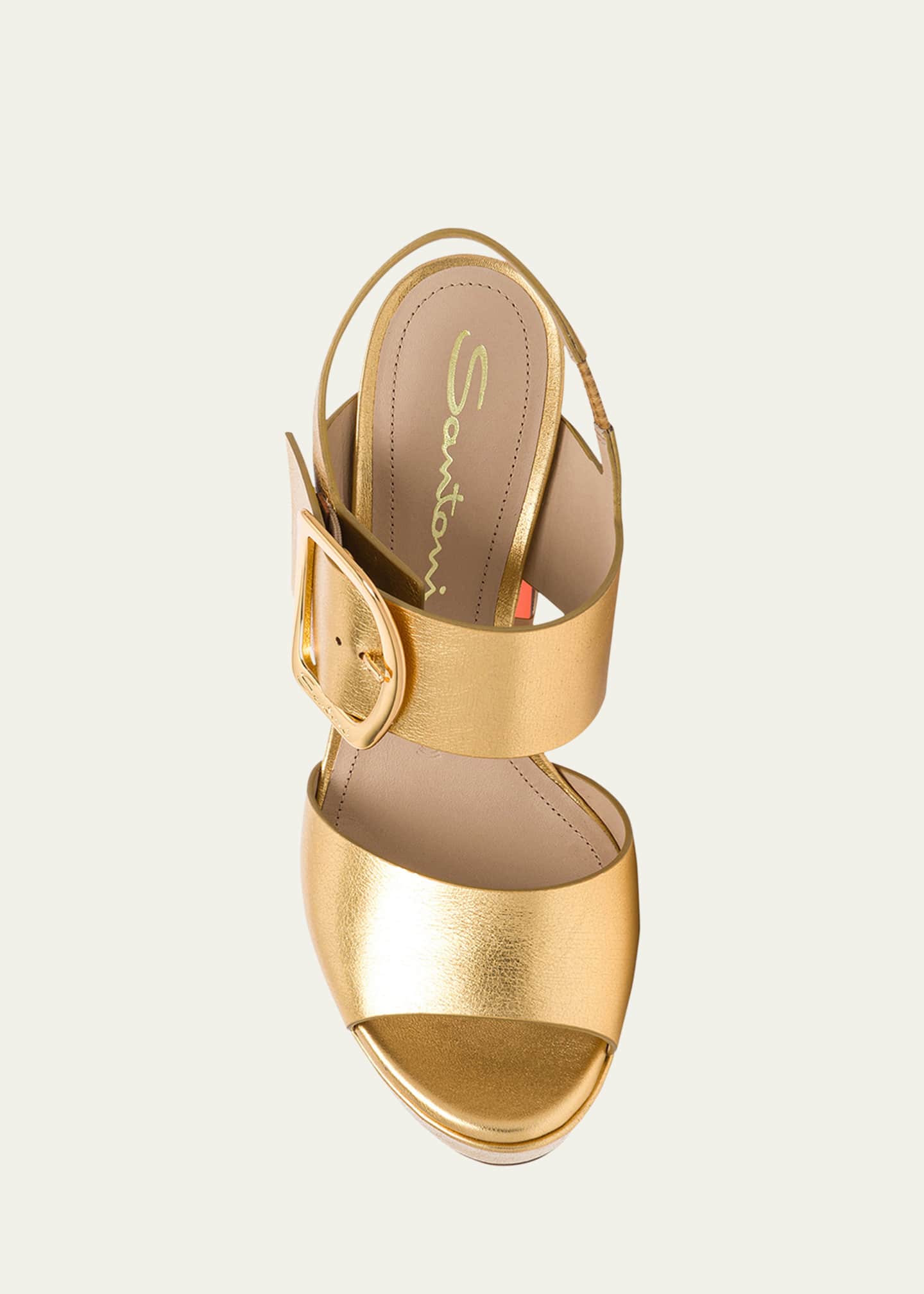 Santoni Bruxel Metallic Buckle Platform Sandals Image 5 of 5