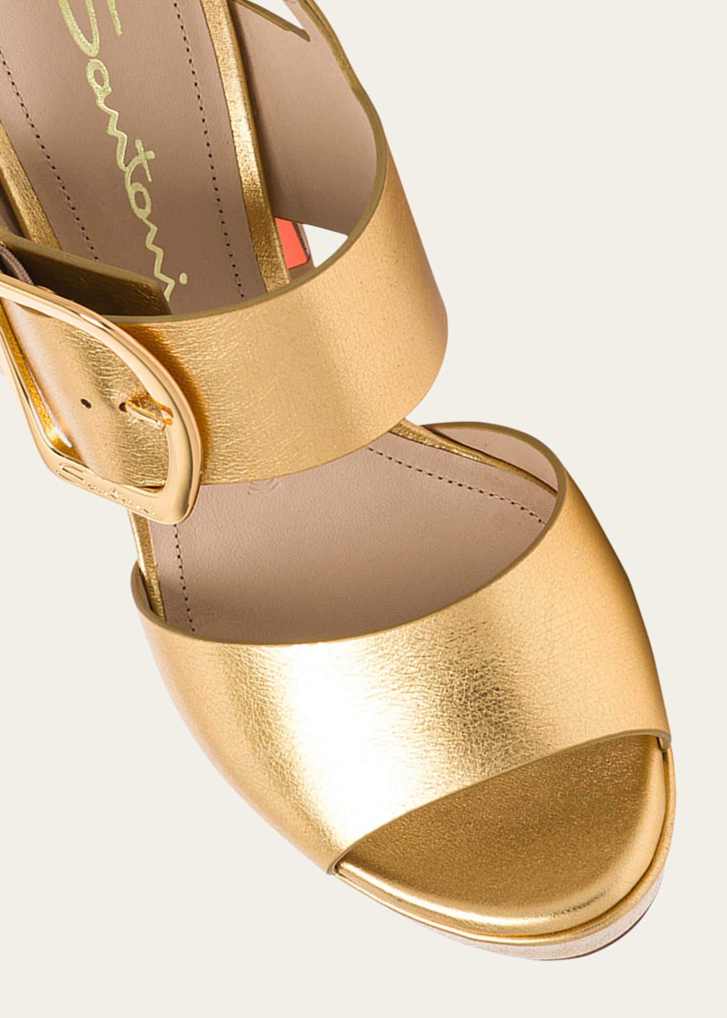 Santoni Bruxel Metallic Buckle Platform Sandals Image 4 of 5