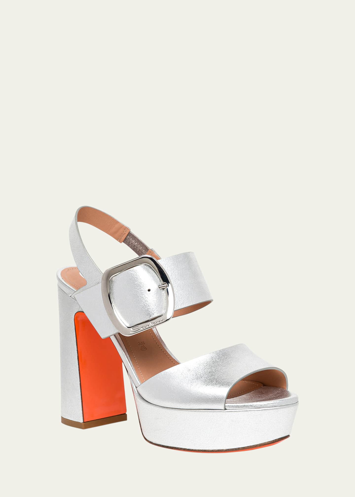 Santoni Bruxel Metallic Buckle Platform Sandals Image 2 of 5