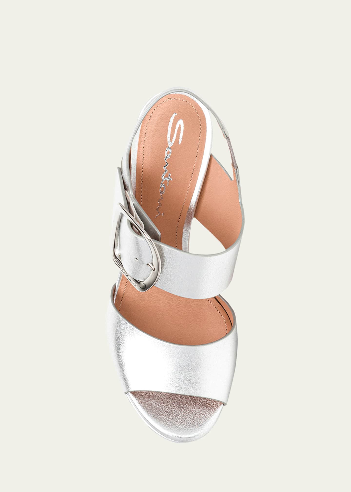 Santoni Bruxel Metallic Buckle Platform Sandals Image 5 of 5